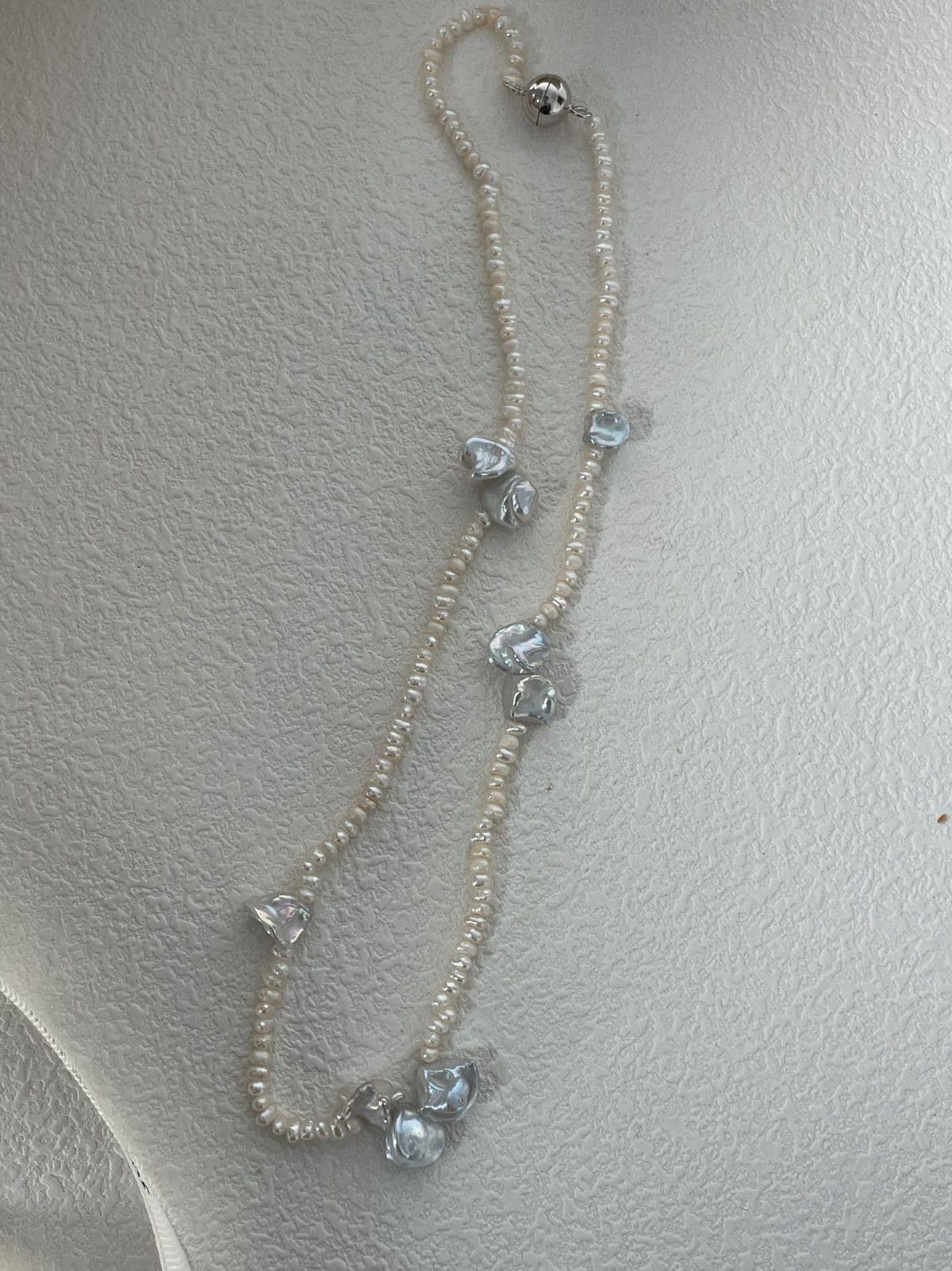 minimalist baroque pearl necklaces — Sterling Silver Petal Crystal & Pearl Necklace | PoetPearl handcrafted jewelry