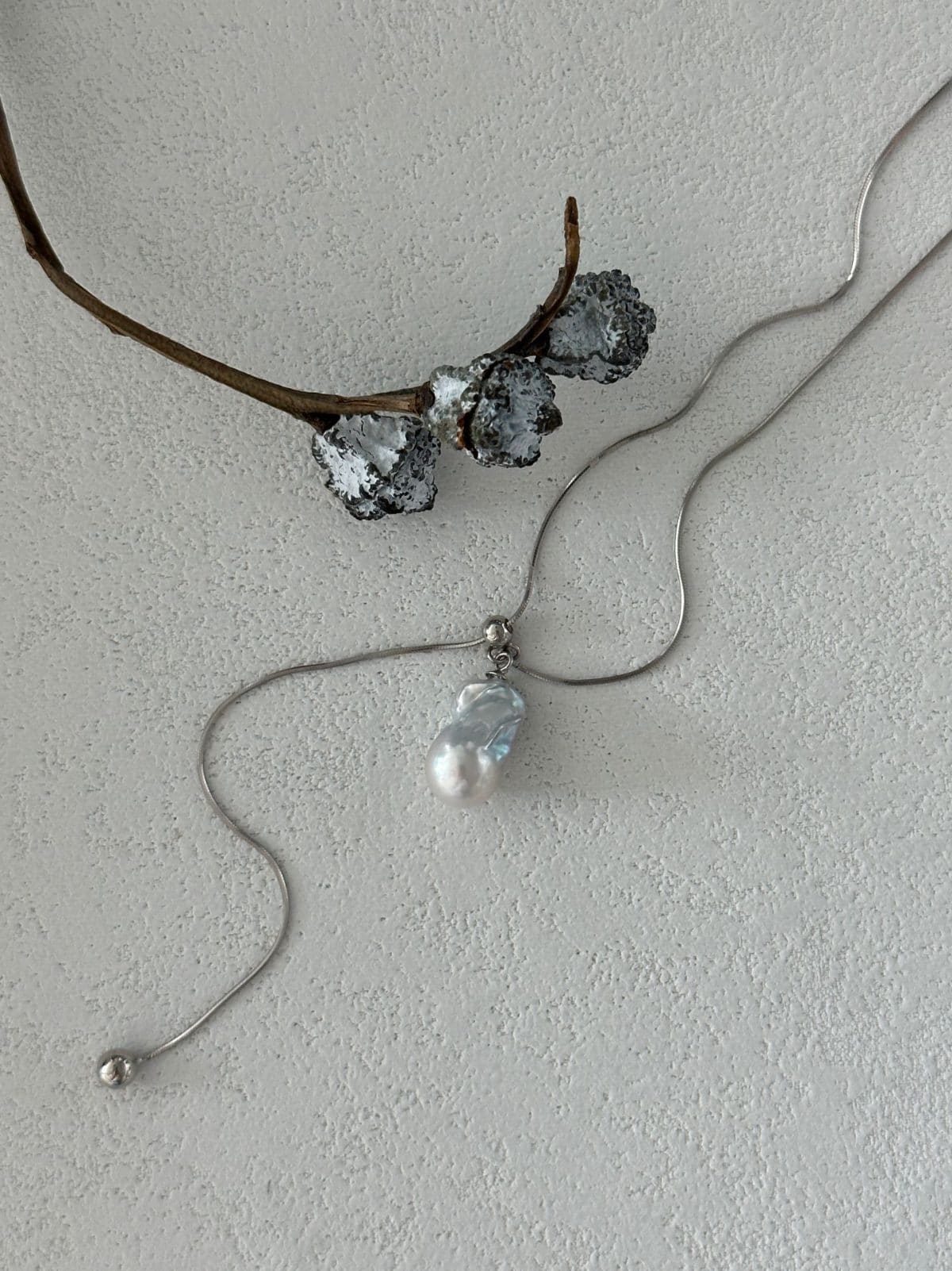 minimalist baroque pearl necklaces — Sterling Silver Baroque Pearl Slider Necklace | PoetPearl handcrafted jewelry