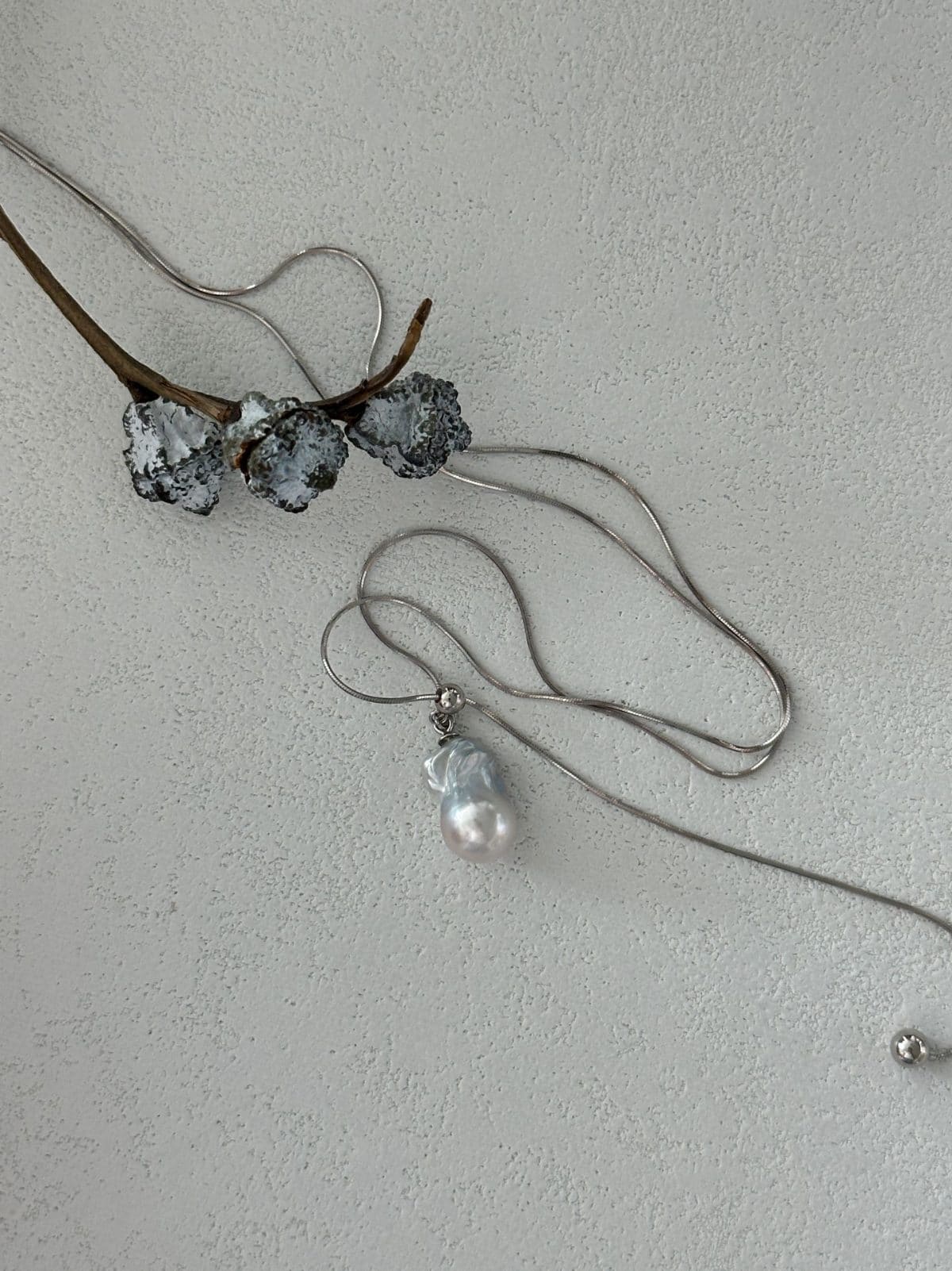 minimalist baroque pearl necklaces — Sterling Silver Baroque Pearl Slider Necklace | PoetPearl handcrafted jewelry