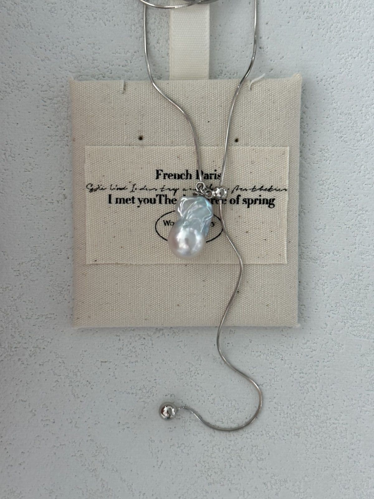 minimalist baroque pearl necklaces — Sterling Silver Baroque Pearl Slider Necklace | PoetPearl handcrafted jewelry