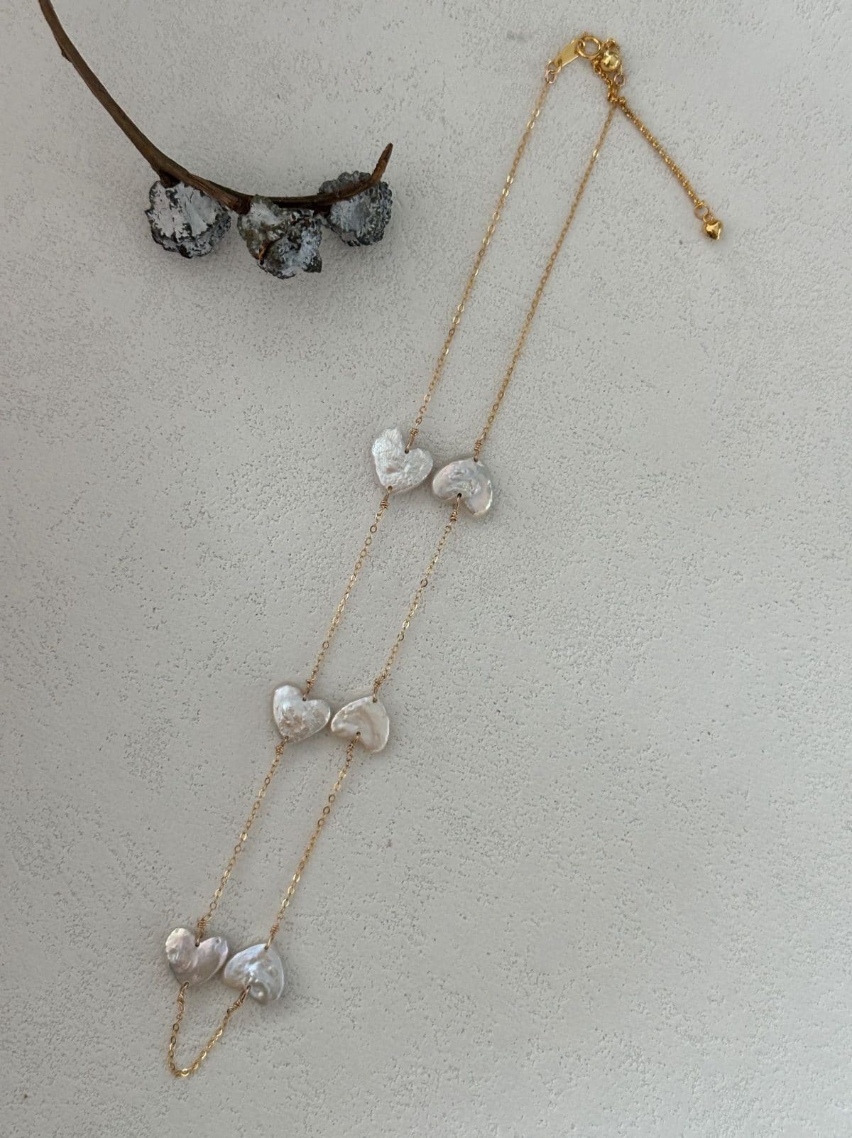 handcrafted baroque pearl gift necklaces — U.S. Gold-Filled Heart Pearl Cluster Necklace | PoetPearl handcrafted jewelry