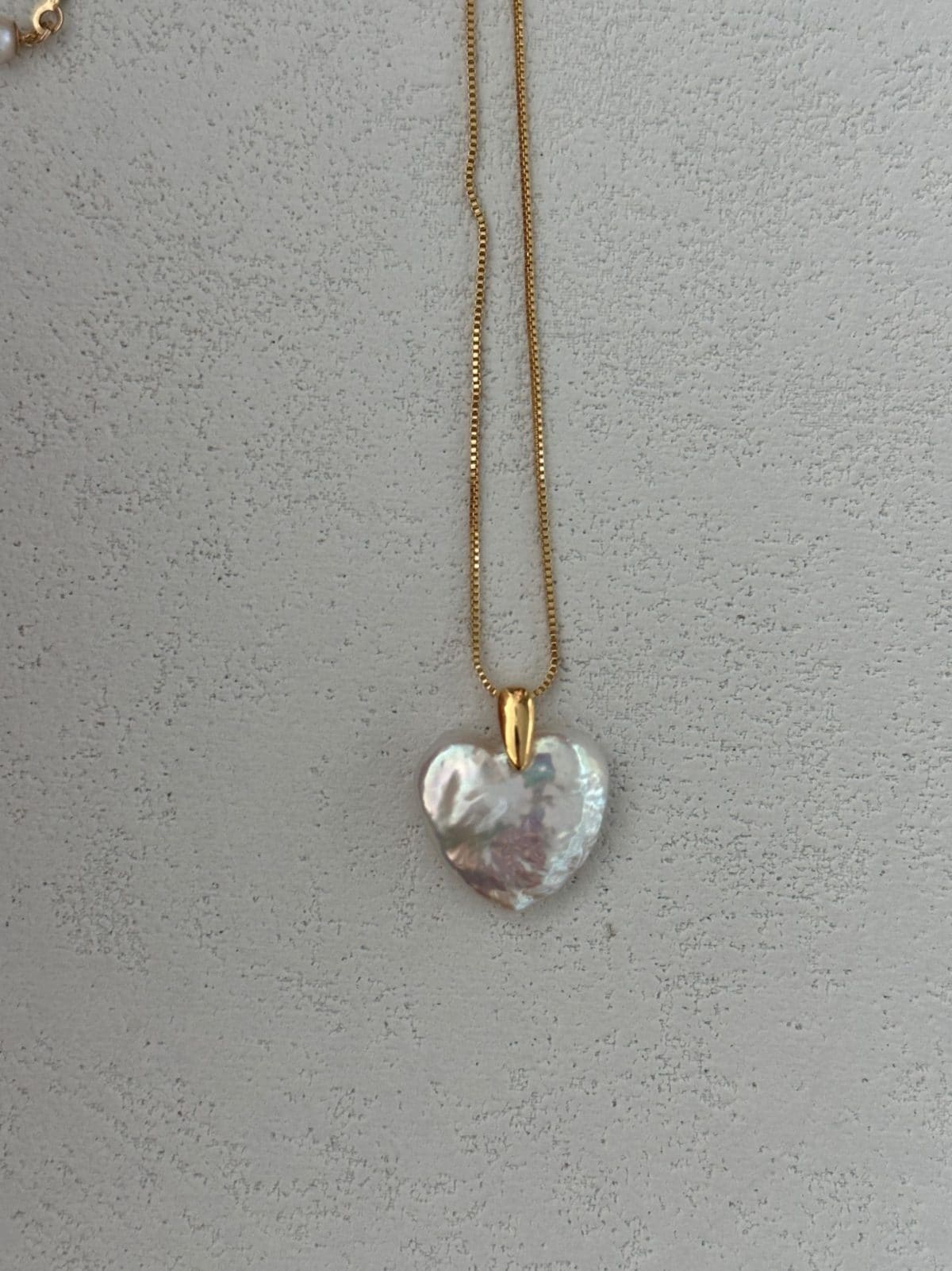 handcrafted baroque pearl gift necklaces — U.S. Gold-Filled Large Heart Shell Pendant Necklace | PoetPearl handcrafted jewelry
