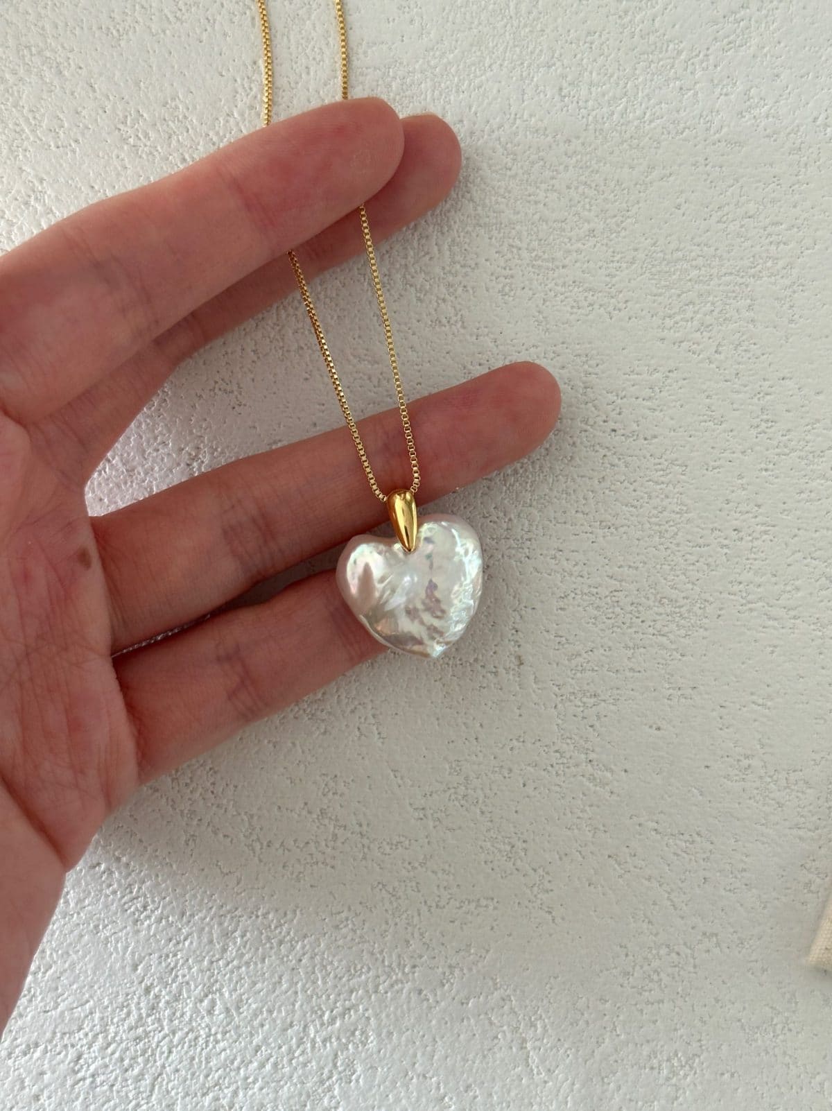 handcrafted baroque pearl gift necklaces — U.S. Gold-Filled Large Heart Shell Pendant Necklace | PoetPearl handcrafted jewelry