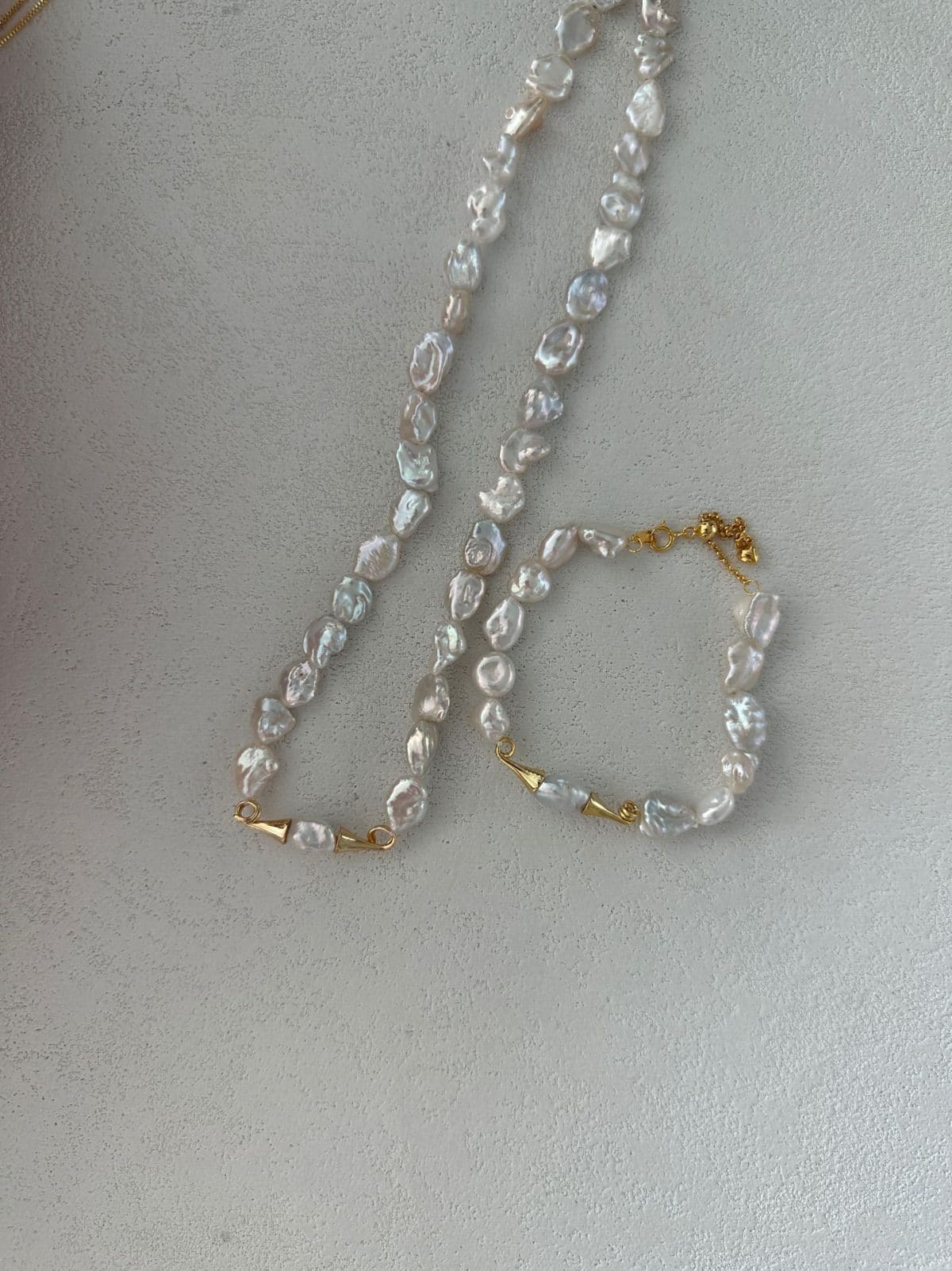 minimalist baroque pearl necklaces — 18K Gold-Plated Silver Baroque Pearl Moustache Necklace | PoetPearl handcrafted jewelry