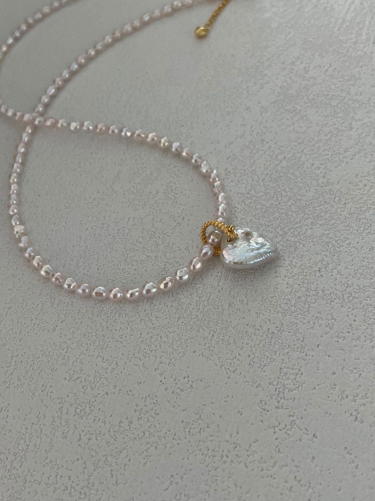 handcrafted baroque pearl gift necklaces — 18K Gold-Plated Silver Fairy Pink Pearl & Heart Crystal Necklace | PoetPearl handcrafted jewelry