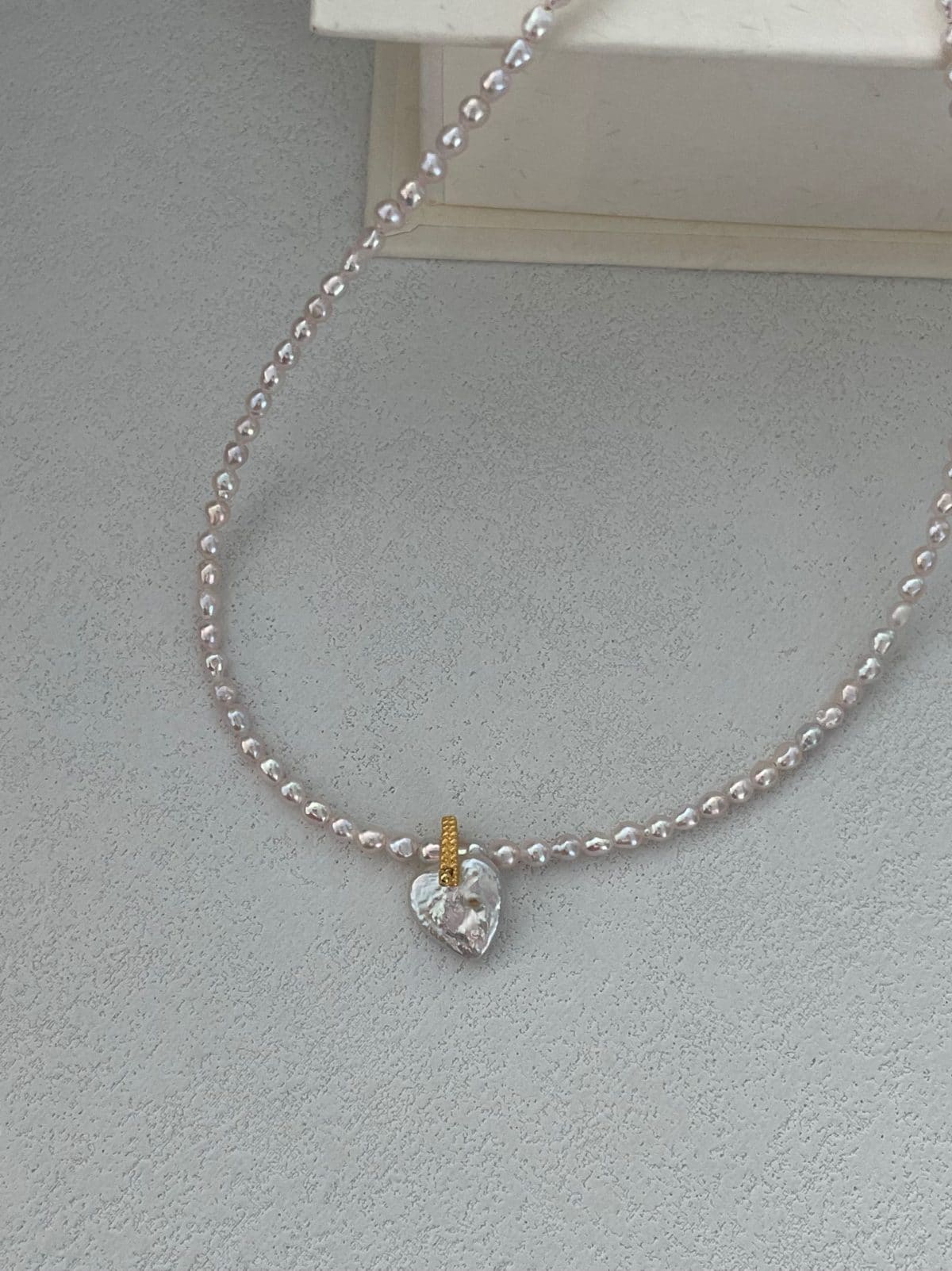 handcrafted baroque pearl gift necklaces — 18K Gold-Plated Silver Fairy Pink Pearl & Heart Crystal Necklace | PoetPearl handcrafted jewelry