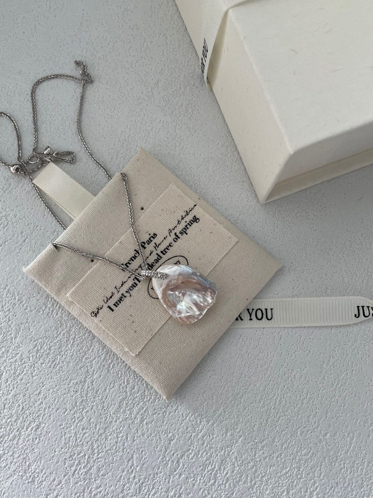 minimalist baroque pearl necklaces — Sterling Silver Petal Pendant Collar Necklace | PoetPearl handcrafted jewelry