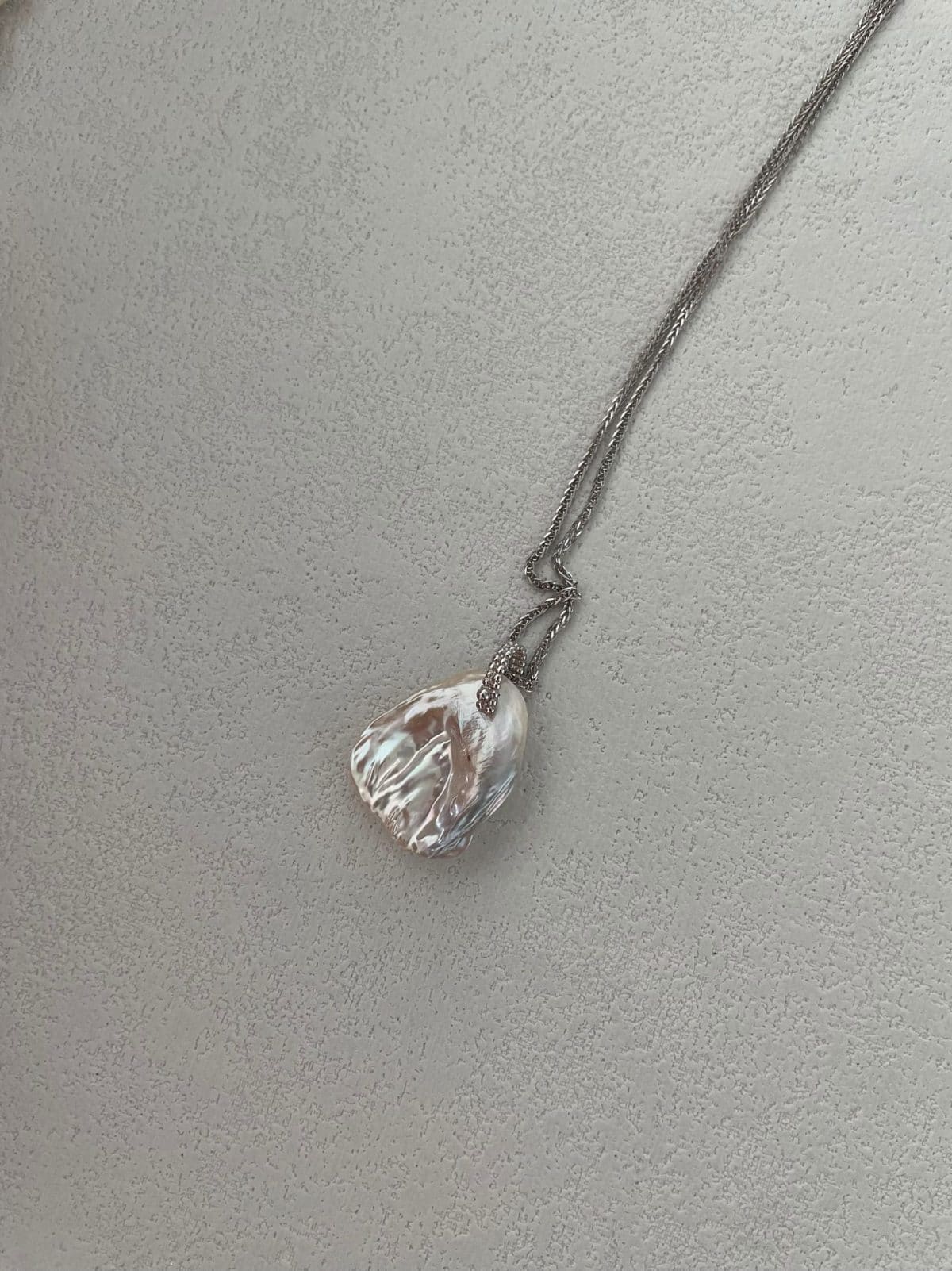 minimalist baroque pearl necklaces — Sterling Silver Petal Pendant Collar Necklace | PoetPearl handcrafted jewelry