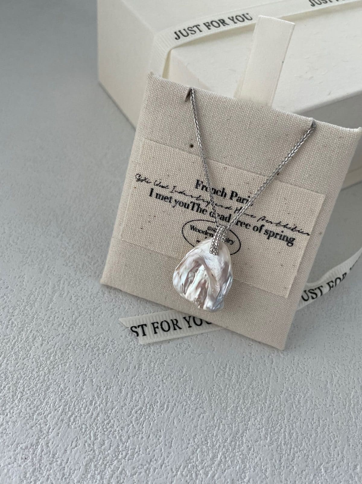 minimalist baroque pearl necklaces — Sterling Silver Petal Pendant Collar Necklace | PoetPearl handcrafted jewelry