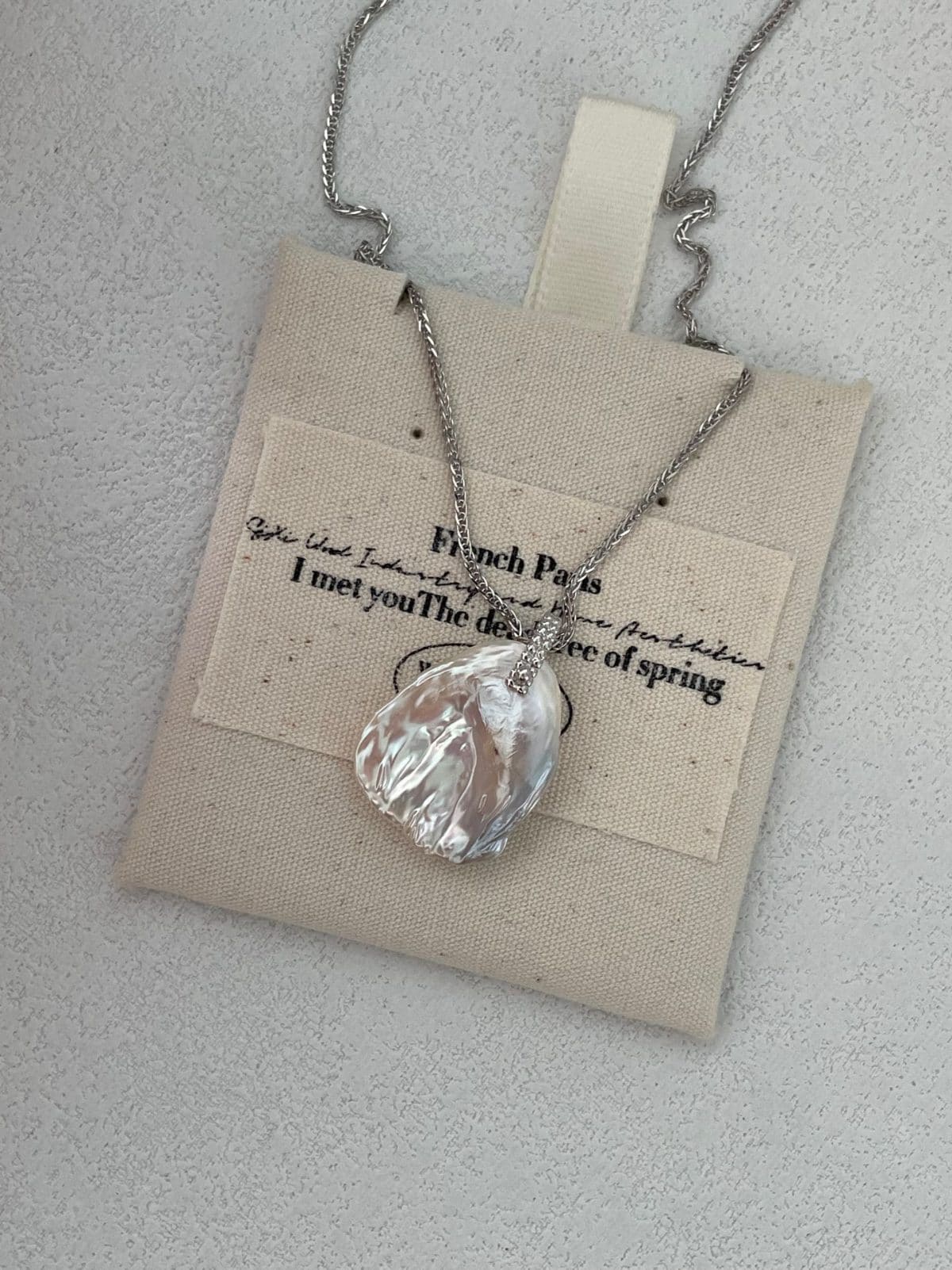 minimalist baroque pearl necklaces — Sterling Silver Petal Pendant Collar Necklace | PoetPearl handcrafted jewelry