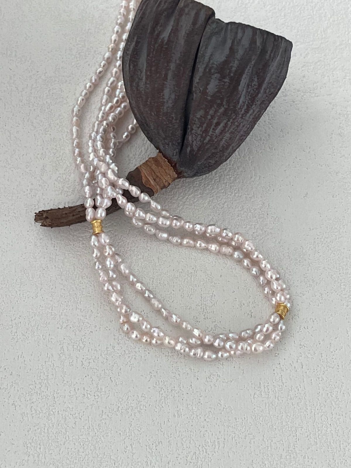 delicate freshwater pearl necklaces — 18K Gold-Plated Silver Triple-Layered Fairy Pink Pearl Necklace | PoetPearl handcrafted jewelry
