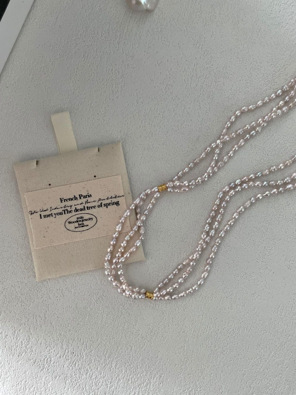 delicate freshwater pearl necklaces — 18K Gold-Plated Silver Triple-Layered Fairy Pink Pearl Necklace | PoetPearl handcrafted jewelry