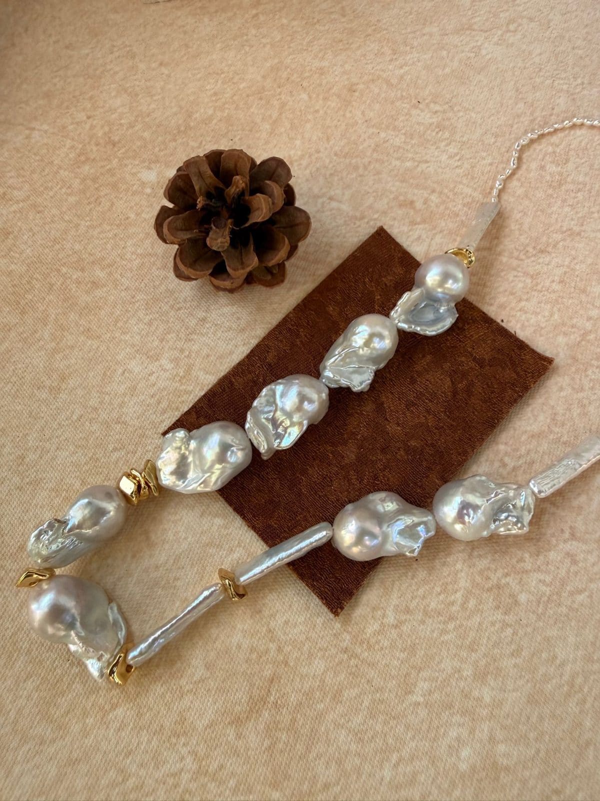 statement large baroque pearl necklaces — Barn Style Large Baroque Pearl Necklace | PoetPearl handcrafted jewelry