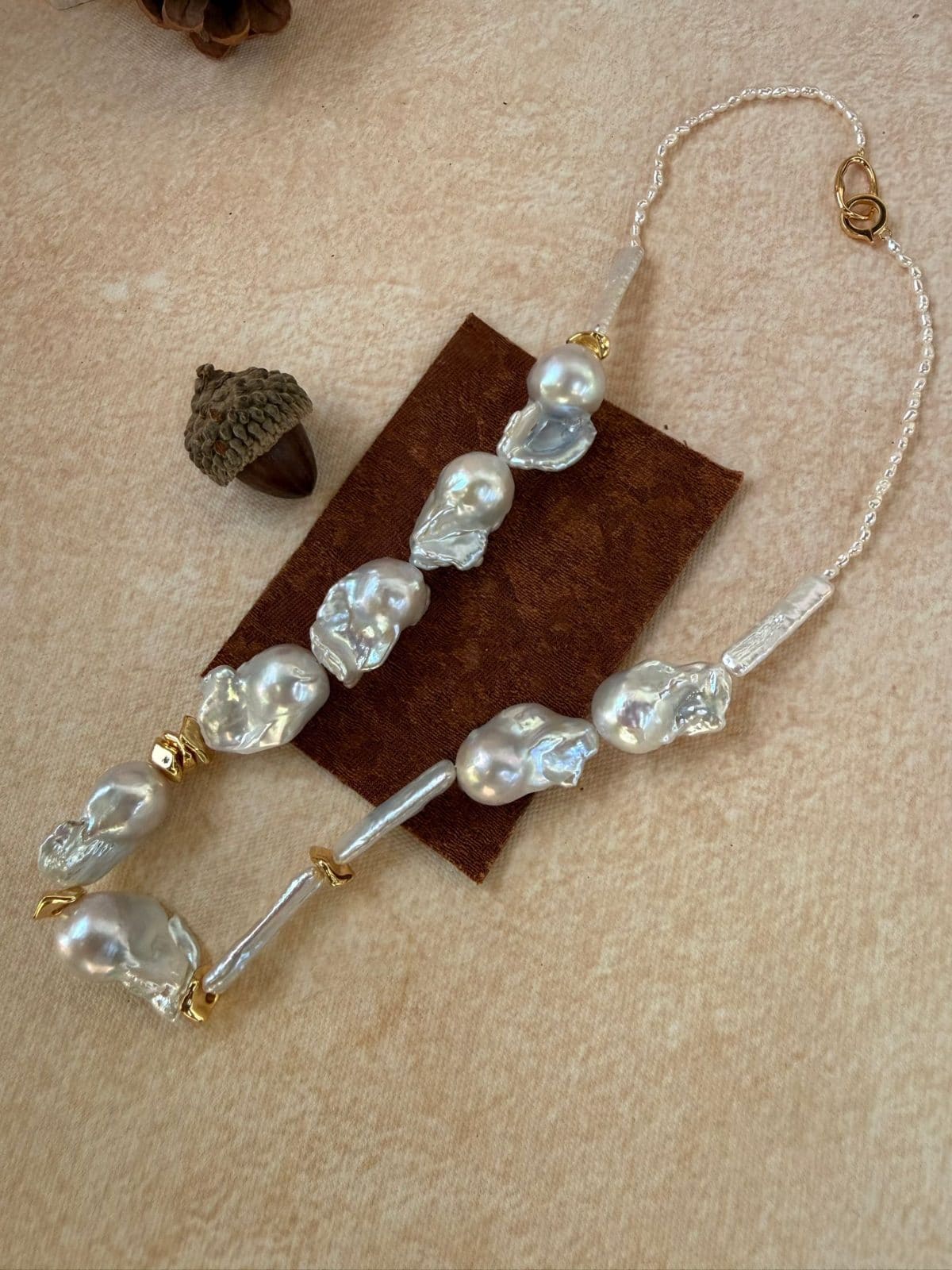 statement large baroque pearl necklaces — Barn Style Large Baroque Pearl Necklace | PoetPearl handcrafted jewelry