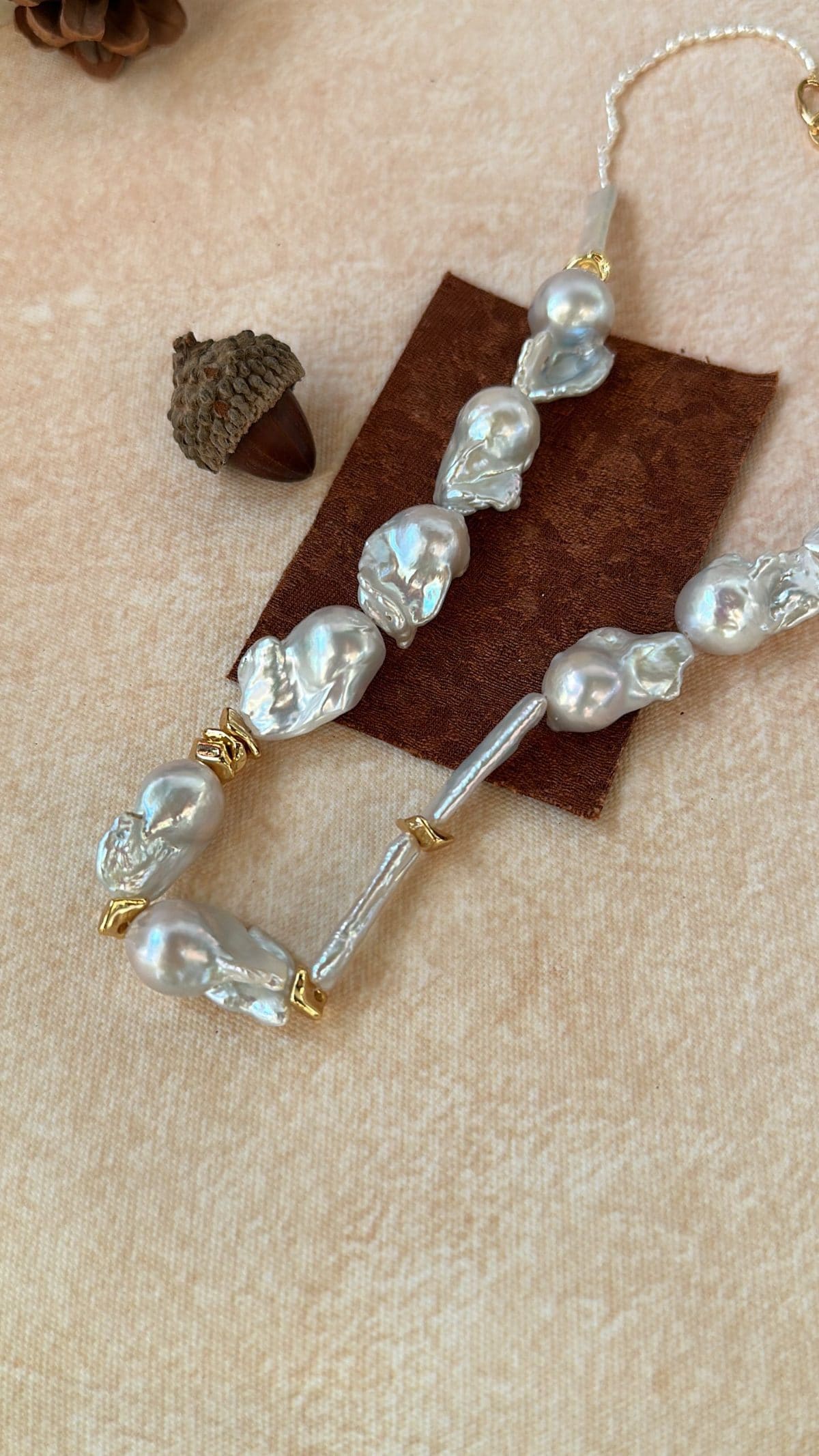 statement large baroque pearl necklaces — Barn Style Large Baroque Pearl Necklace | PoetPearl handcrafted jewelry