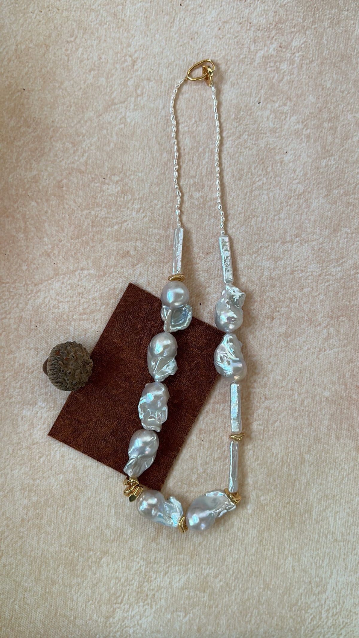 statement large baroque pearl necklaces — Barn Style Large Baroque Pearl Necklace | PoetPearl handcrafted jewelry