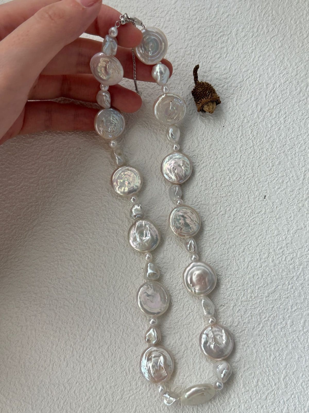 handcrafted baroque pearl gift necklaces — Sterling Silver Sun & Moon Rise-and-Fall Baroque Pearl Necklace | PoetPearl handcrafted jewelry