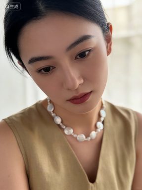 handcrafted baroque pearl gift necklaces — Sterling Silver Sun & Moon Rise-and-Fall Baroque Pearl Necklace | PoetPearl handcrafted jewelry