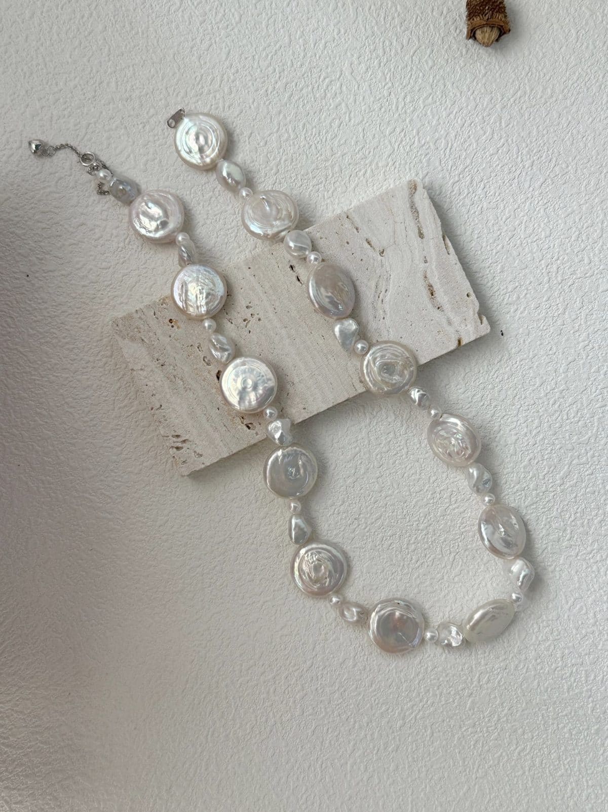 handcrafted baroque pearl gift necklaces — Sterling Silver Sun & Moon Rise-and-Fall Baroque Pearl Necklace | PoetPearl handcrafted jewelry