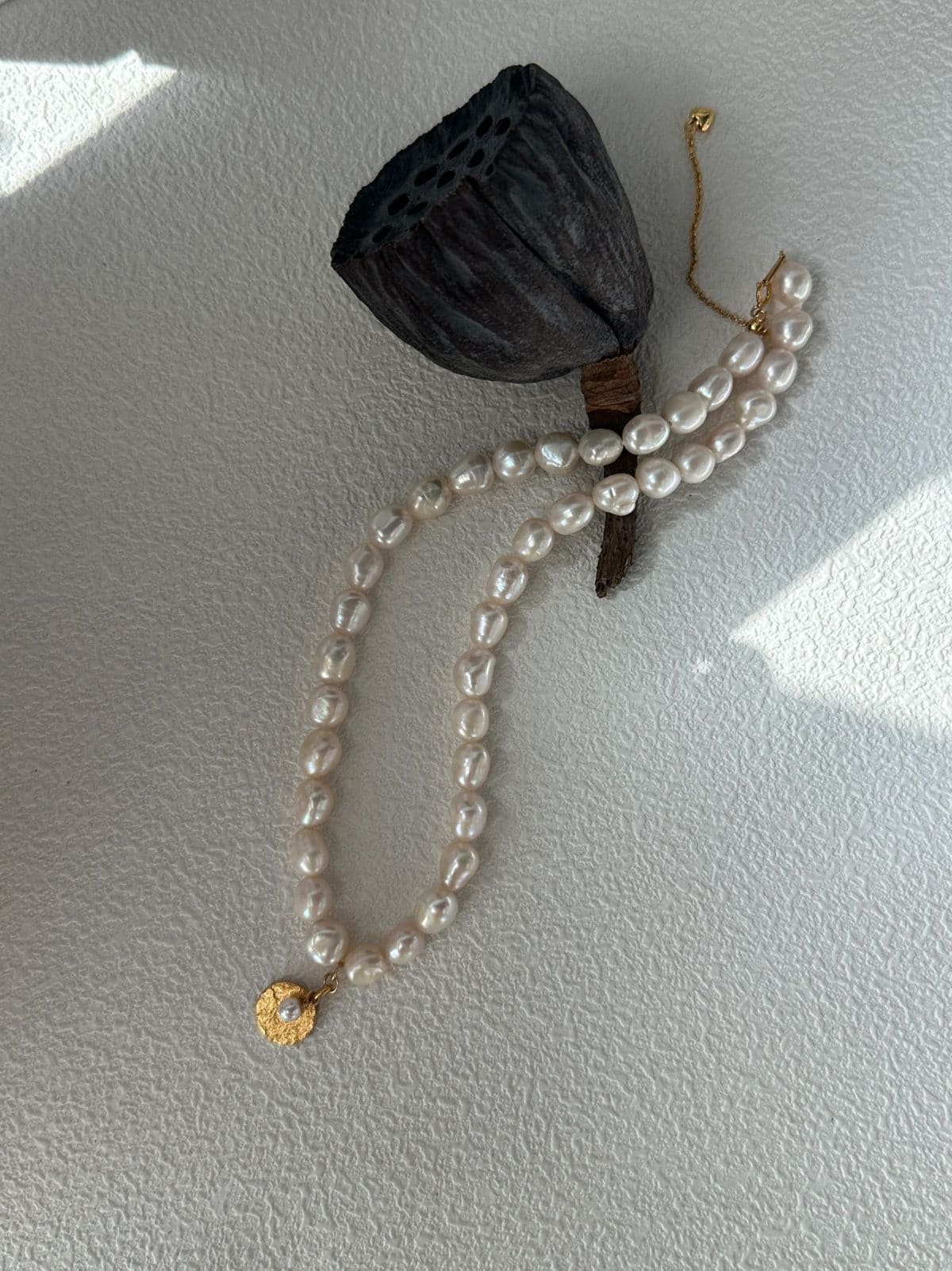 minimalist baroque pearl necklaces — 18K Gold-Plated Silver Gardener Pearl Necklace | PoetPearl handcrafted jewelry