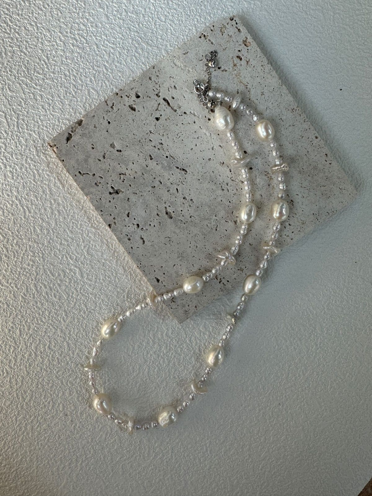 minimalist baroque pearl necklaces — Sterling Silver Starry Dot Pearl Necklace | PoetPearl handcrafted jewelry