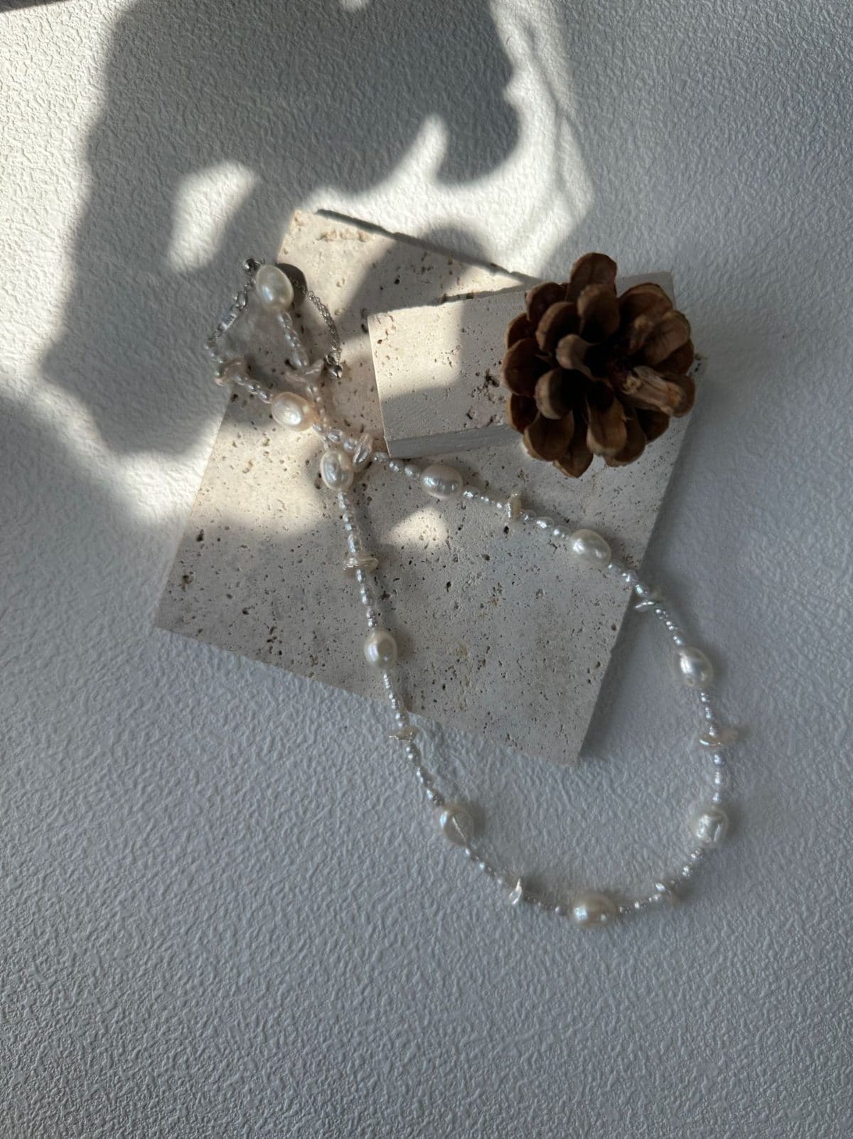 minimalist baroque pearl necklaces — Sterling Silver Starry Dot Pearl Necklace | PoetPearl handcrafted jewelry