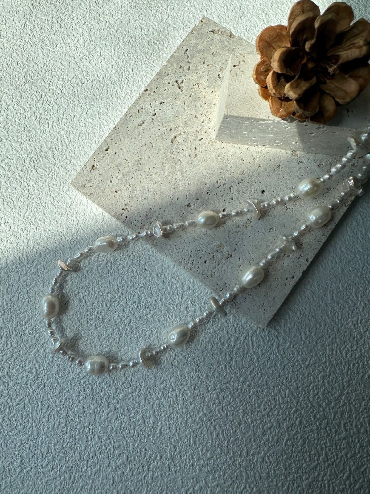 minimalist baroque pearl necklaces — Sterling Silver Starry Dot Pearl Necklace | PoetPearl handcrafted jewelry