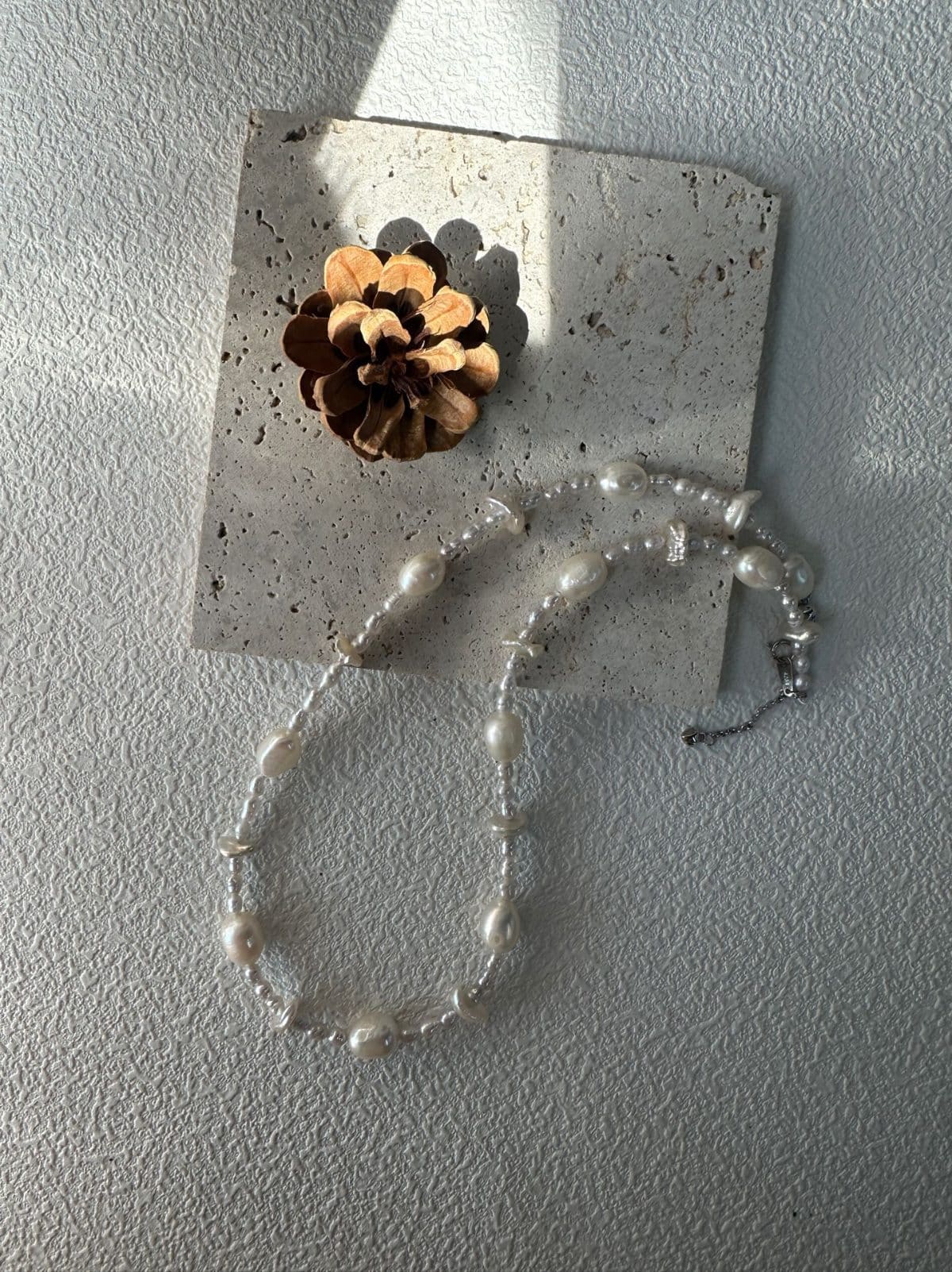 minimalist baroque pearl necklaces — Sterling Silver Starry Dot Pearl Necklace | PoetPearl handcrafted jewelry