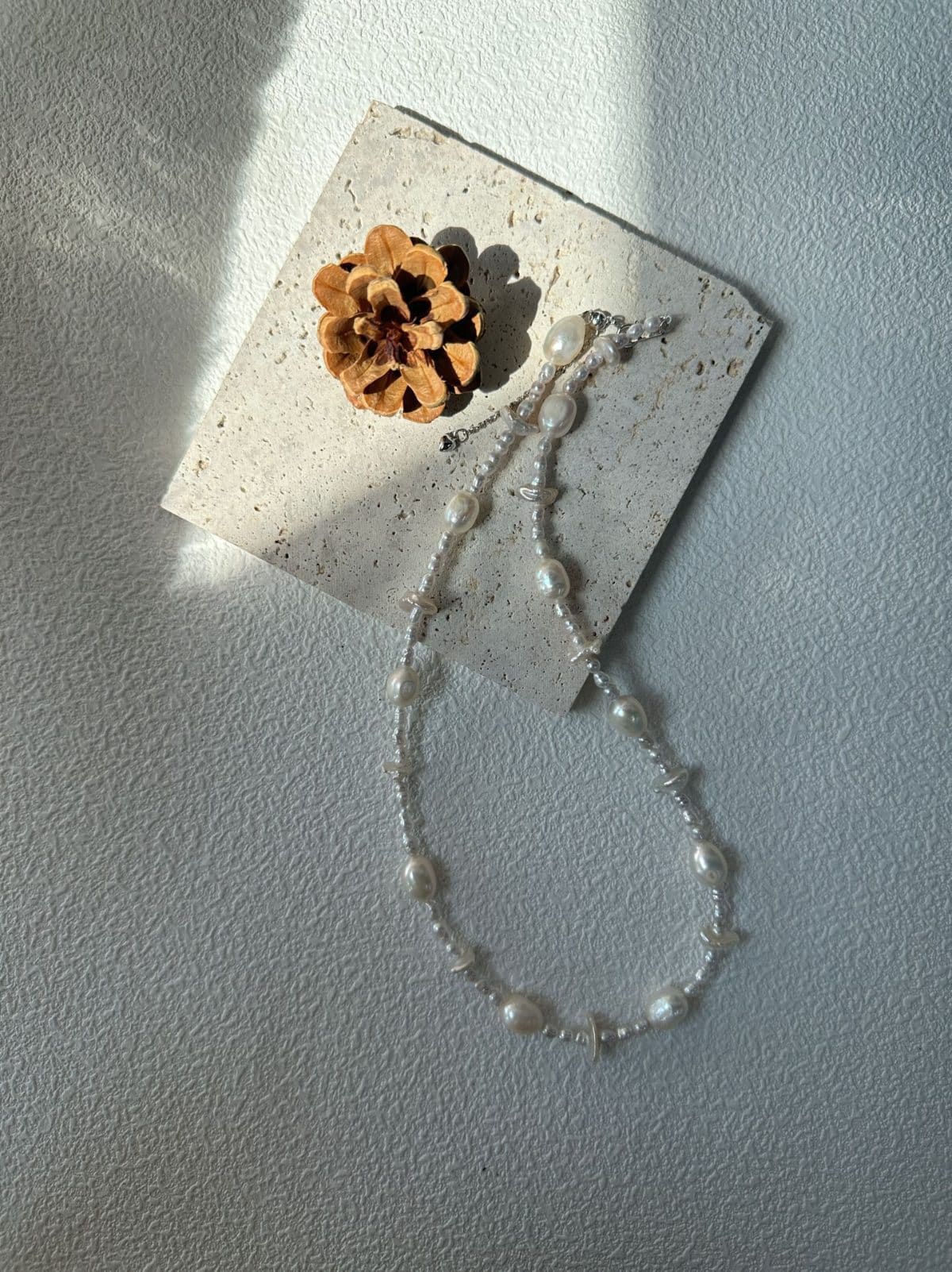 minimalist baroque pearl necklaces — Sterling Silver Starry Dot Pearl Necklace | PoetPearl handcrafted jewelry