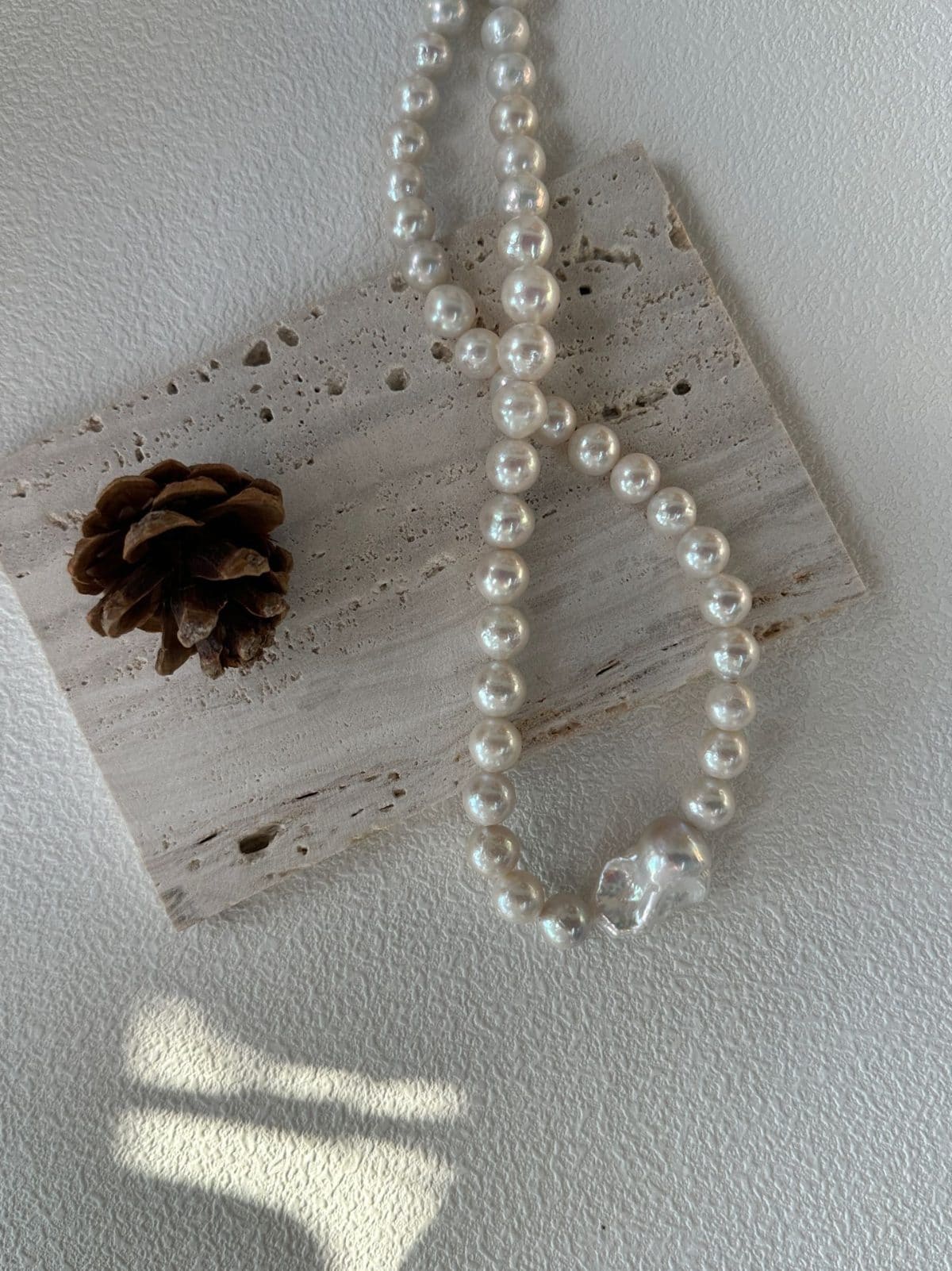 statement large baroque pearl necklaces — Sterling Silver Edison Pearl & Large Baroque Pendant Necklace | PoetPearl handcrafted jewelry