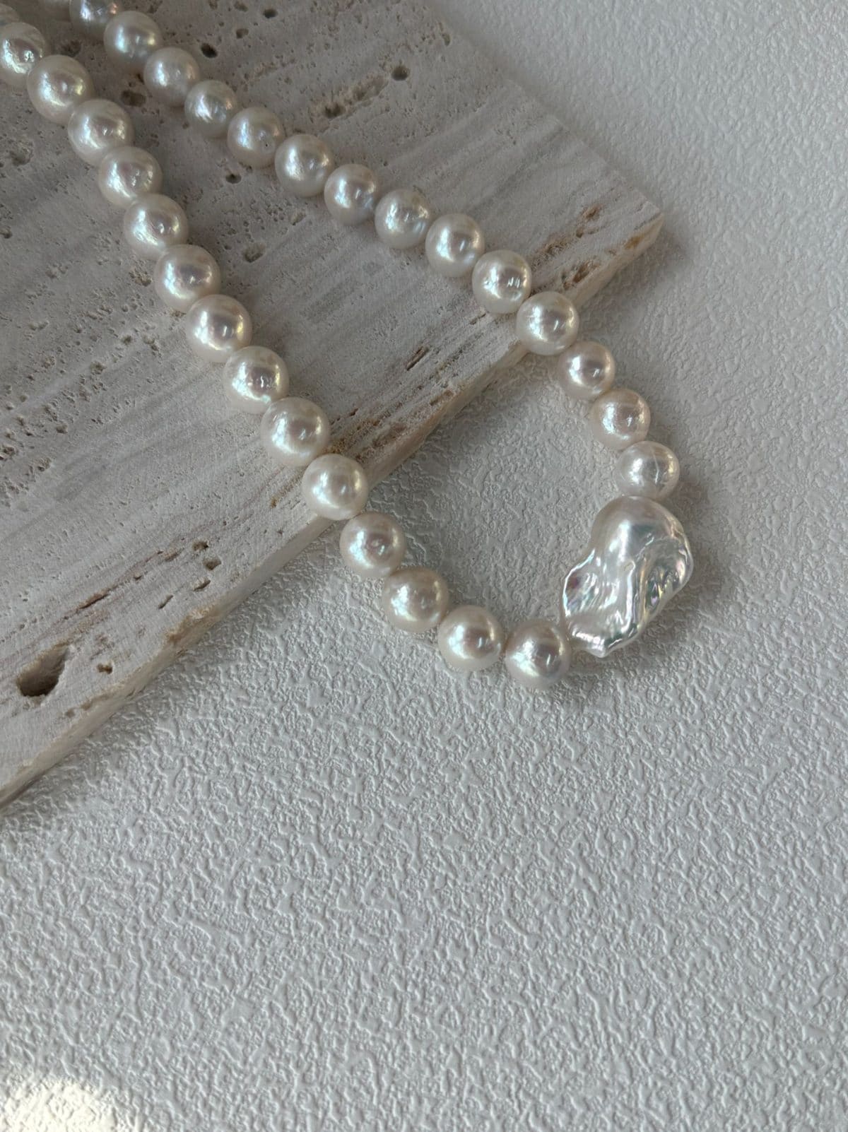 statement large baroque pearl necklaces — Sterling Silver Edison Pearl & Large Baroque Pendant Necklace | PoetPearl handcrafted jewelry