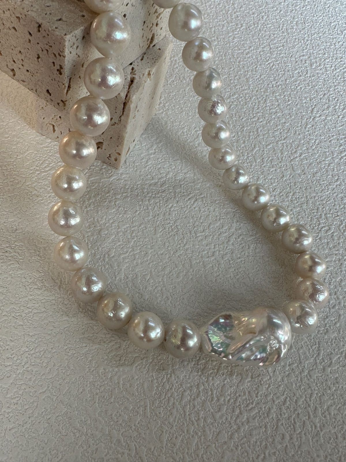statement large baroque pearl necklaces — Sterling Silver Edison Pearl & Large Baroque Pendant Necklace | PoetPearl handcrafted jewelry
