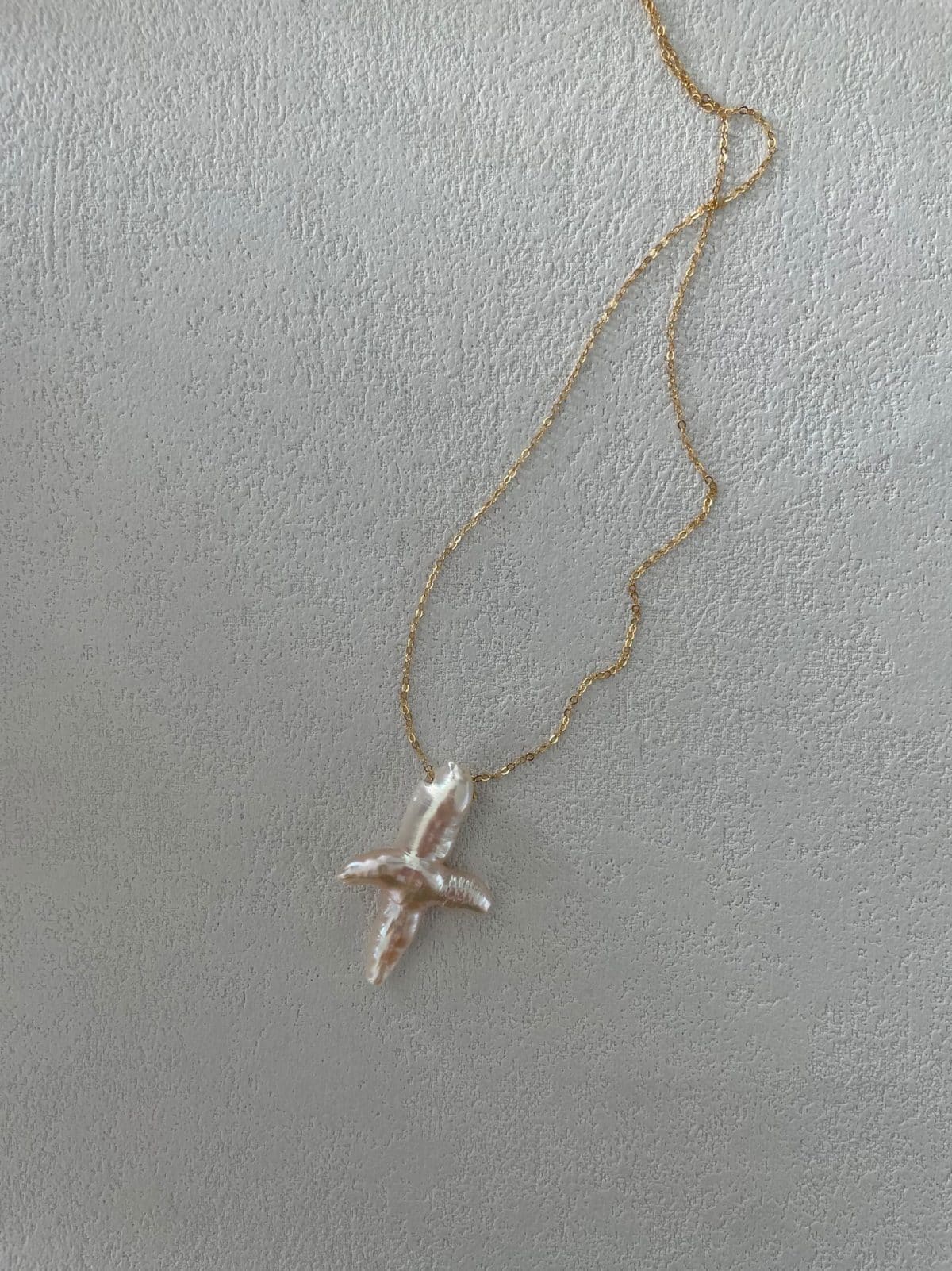 handcrafted baroque pearl gift necklaces — U.S. 14K Gold-Filled Chain Cross Baroque Pearl Necklace | PoetPearl handcrafted jewelry