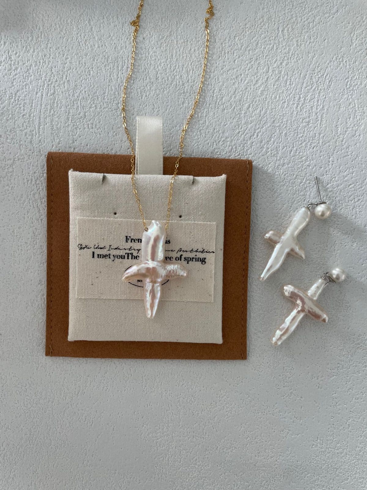 handcrafted baroque pearl gift necklaces — Gold-Plated Silver Clasp Cross Baroque Pearl Necklace | PoetPearl handcrafted jewelry