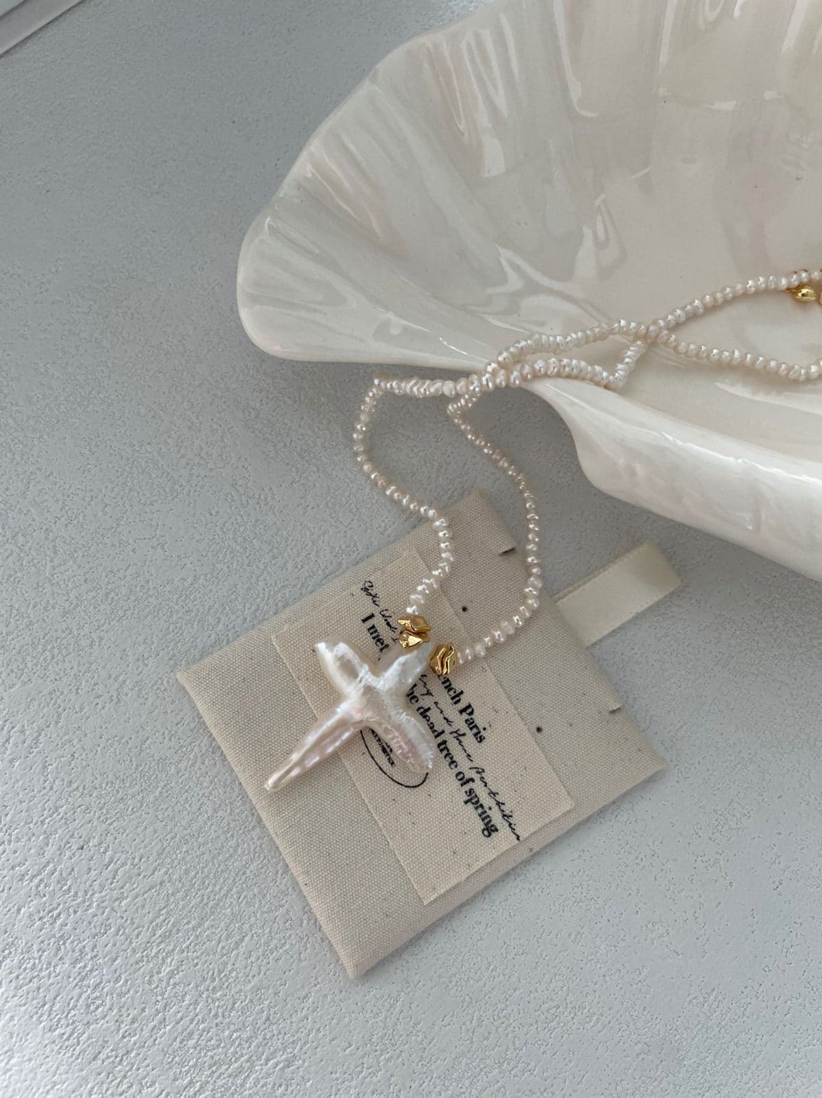 handcrafted baroque pearl gift necklaces — Gold-Plated Silver Clasp Cross Baroque Pearl Necklace | PoetPearl handcrafted jewelry