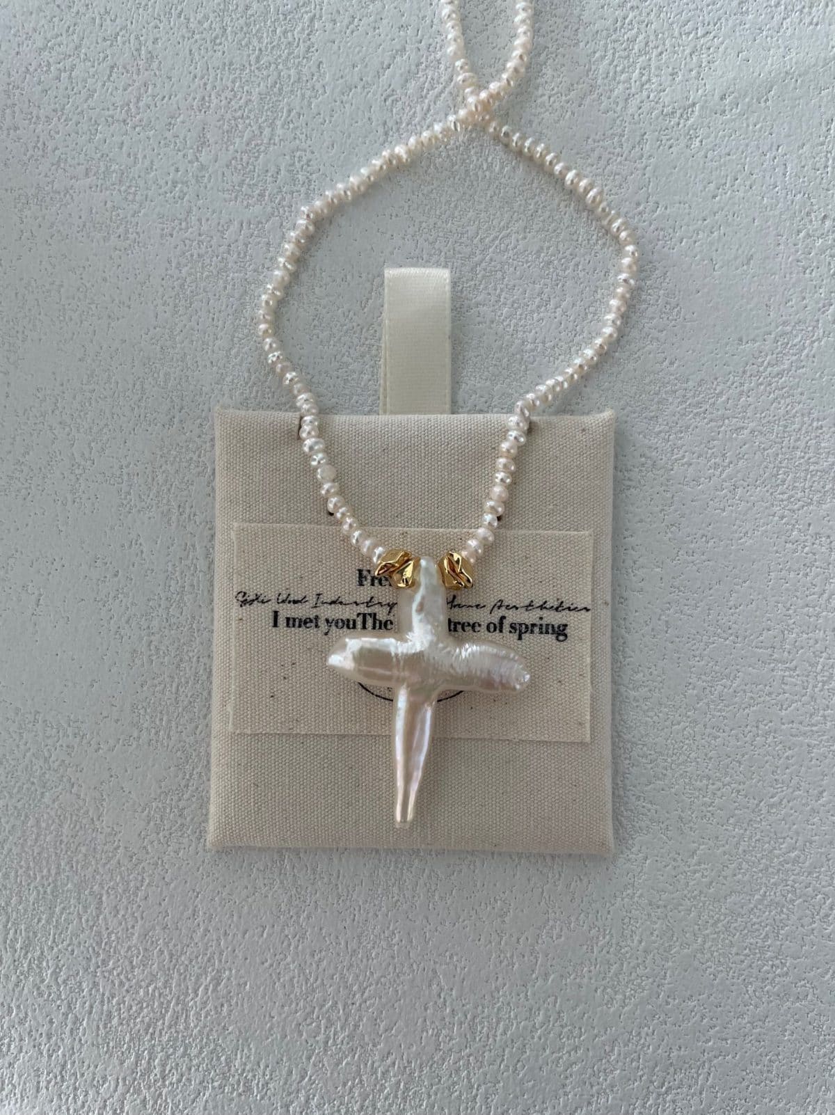 handcrafted baroque pearl gift necklaces — Gold-Plated Silver Clasp Cross Baroque Pearl Necklace | PoetPearl handcrafted jewelry