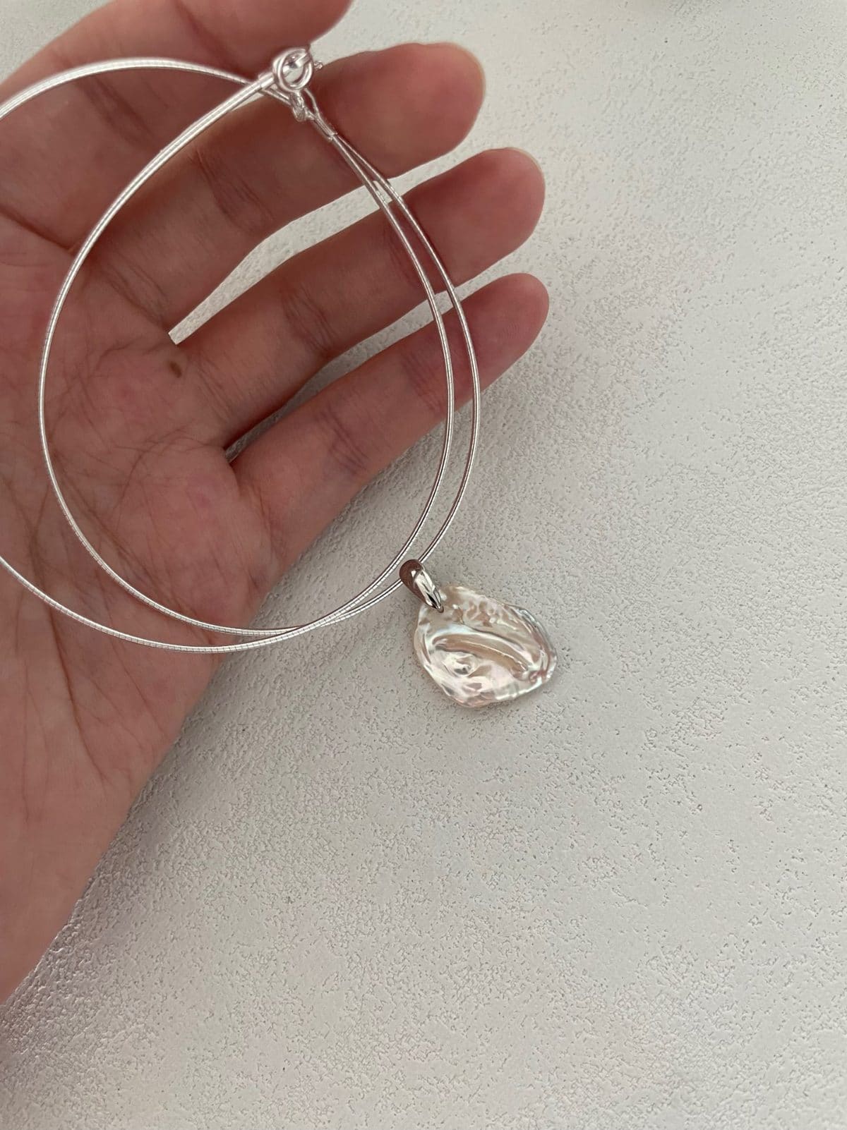minimalist baroque pearl necklaces — Sterling Silver Petal Collar Necklace | PoetPearl handcrafted jewelry