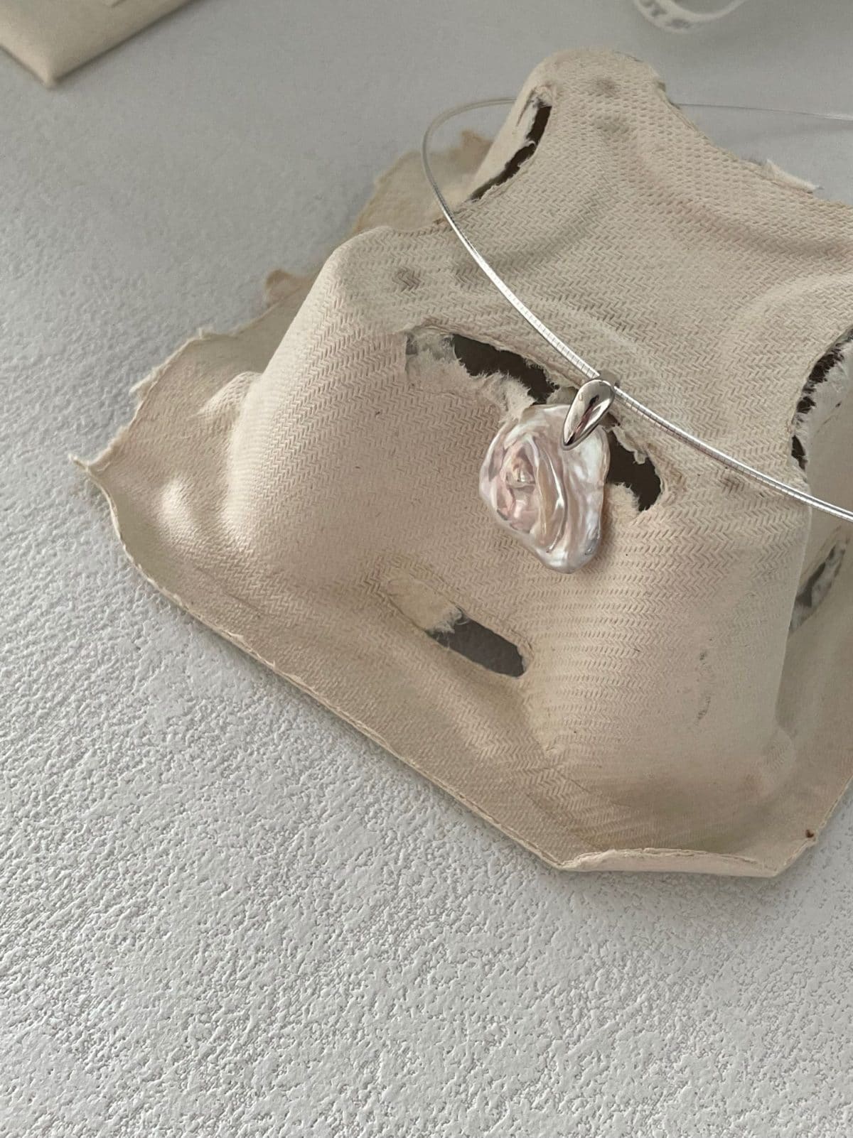 minimalist baroque pearl necklaces — Sterling Silver Petal Collar Necklace | PoetPearl handcrafted jewelry