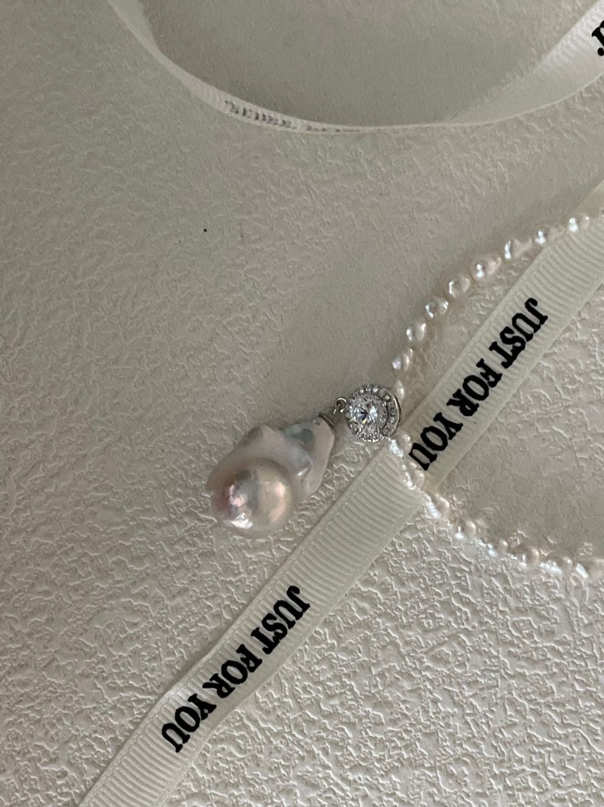 statement large baroque pearl necklaces — Sterling Silver Elegant CZ & Large Baroque Pearl Necklace | PoetPearl handcrafted jewelry