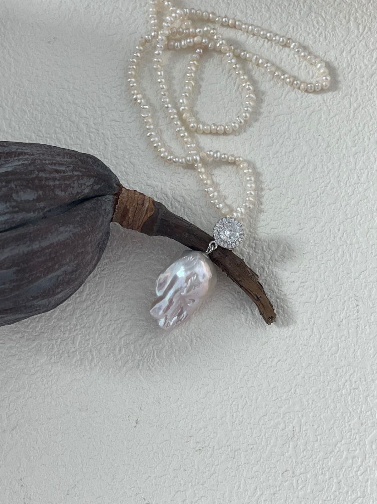 statement large baroque pearl necklaces — Sterling Silver Long Large Baroque Pearl Necklace | PoetPearl handcrafted jewelry