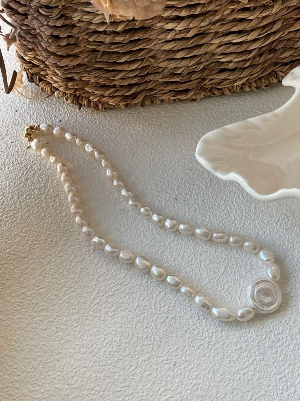 delicate freshwater pearl necklaces — 14K Gold Clasp Vintage Roman Beaded Pearl Necklace | PoetPearl handcrafted jewelry