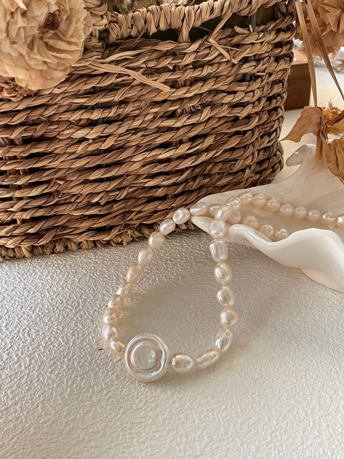 delicate freshwater pearl necklaces — 14K Gold Clasp Vintage Roman Beaded Pearl Necklace | PoetPearl handcrafted jewelry