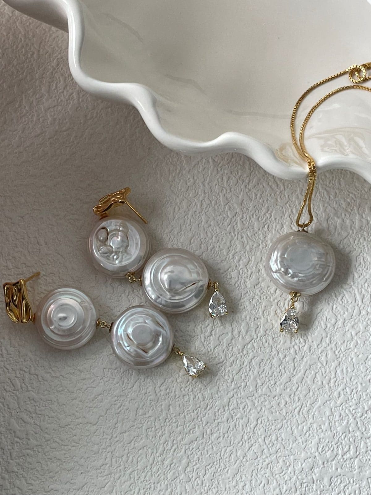 statement large baroque pearl necklaces — U.S. Gold-Filled Hardware Roman Holiday Pearl & CZ Necklace | PoetPearl handcrafted jewelry