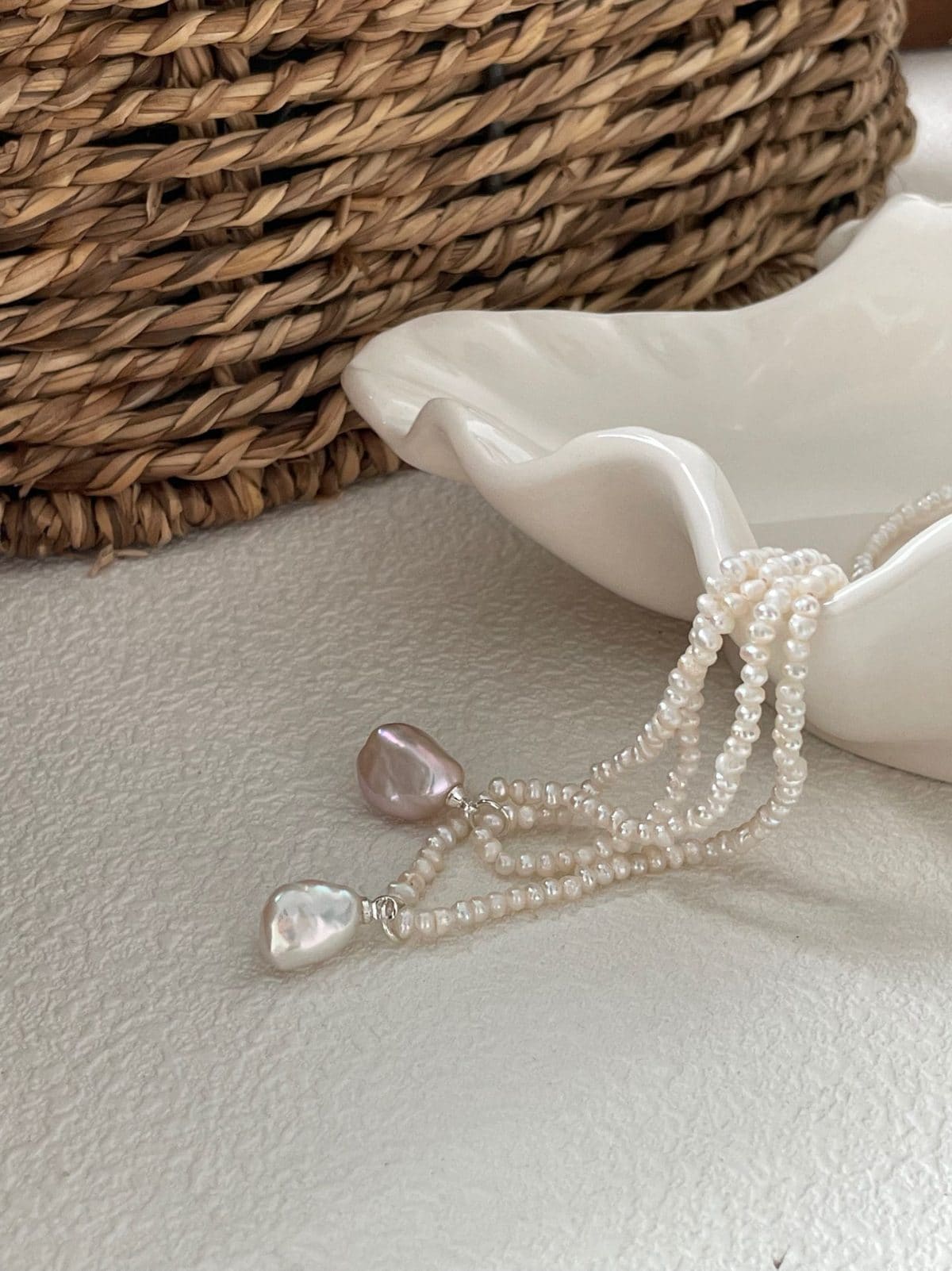 minimalist baroque pearl necklaces — Sterling Silver Pebble Pearl Necklace | PoetPearl handcrafted jewelry