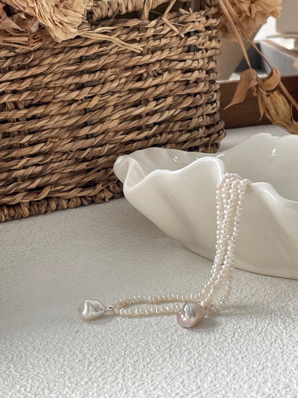 minimalist baroque pearl necklaces — Sterling Silver Pebble Pearl Necklace | PoetPearl handcrafted jewelry