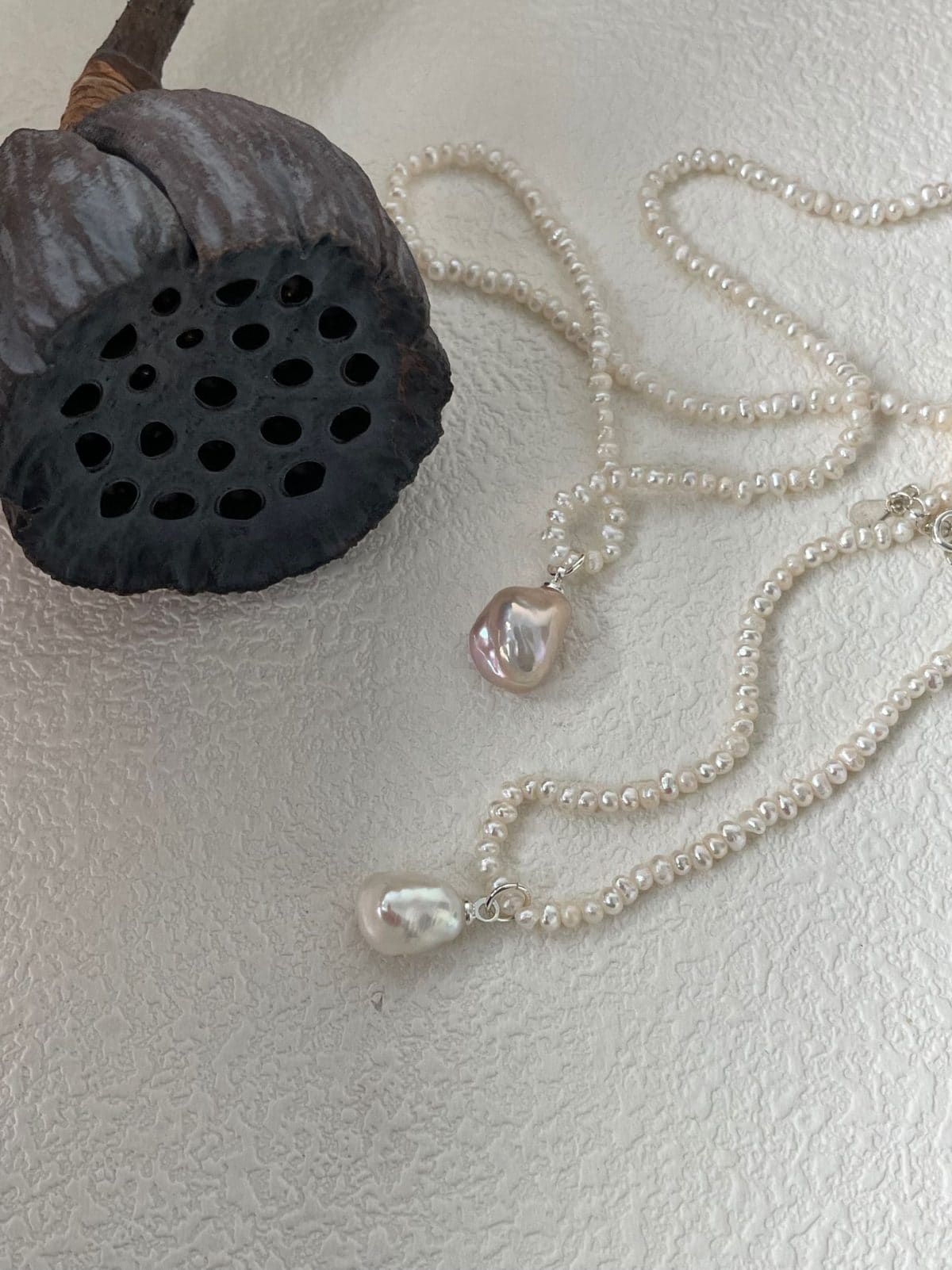 minimalist baroque pearl necklaces — Sterling Silver Pebble Pearl Necklace | PoetPearl handcrafted jewelry