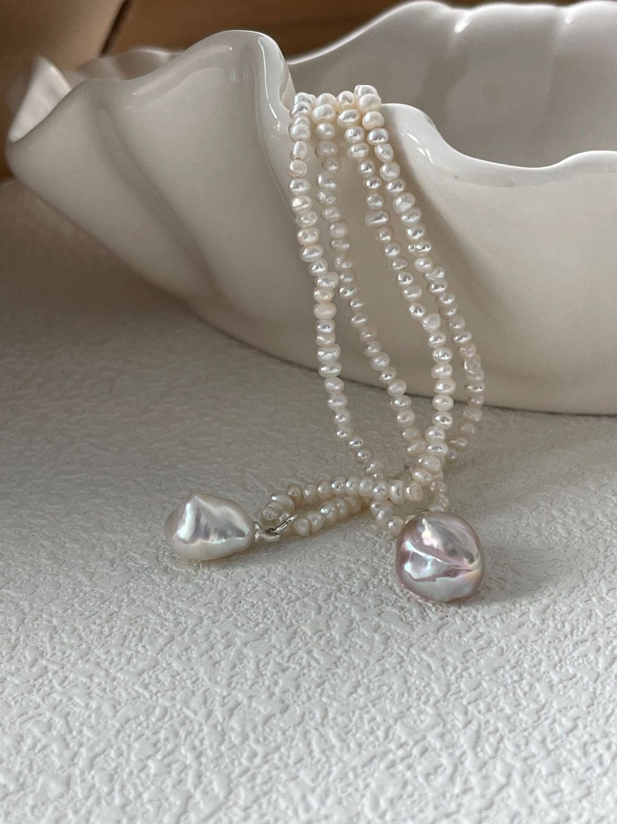 minimalist baroque pearl necklaces — Sterling Silver Pebble Pearl Necklace | PoetPearl handcrafted jewelry