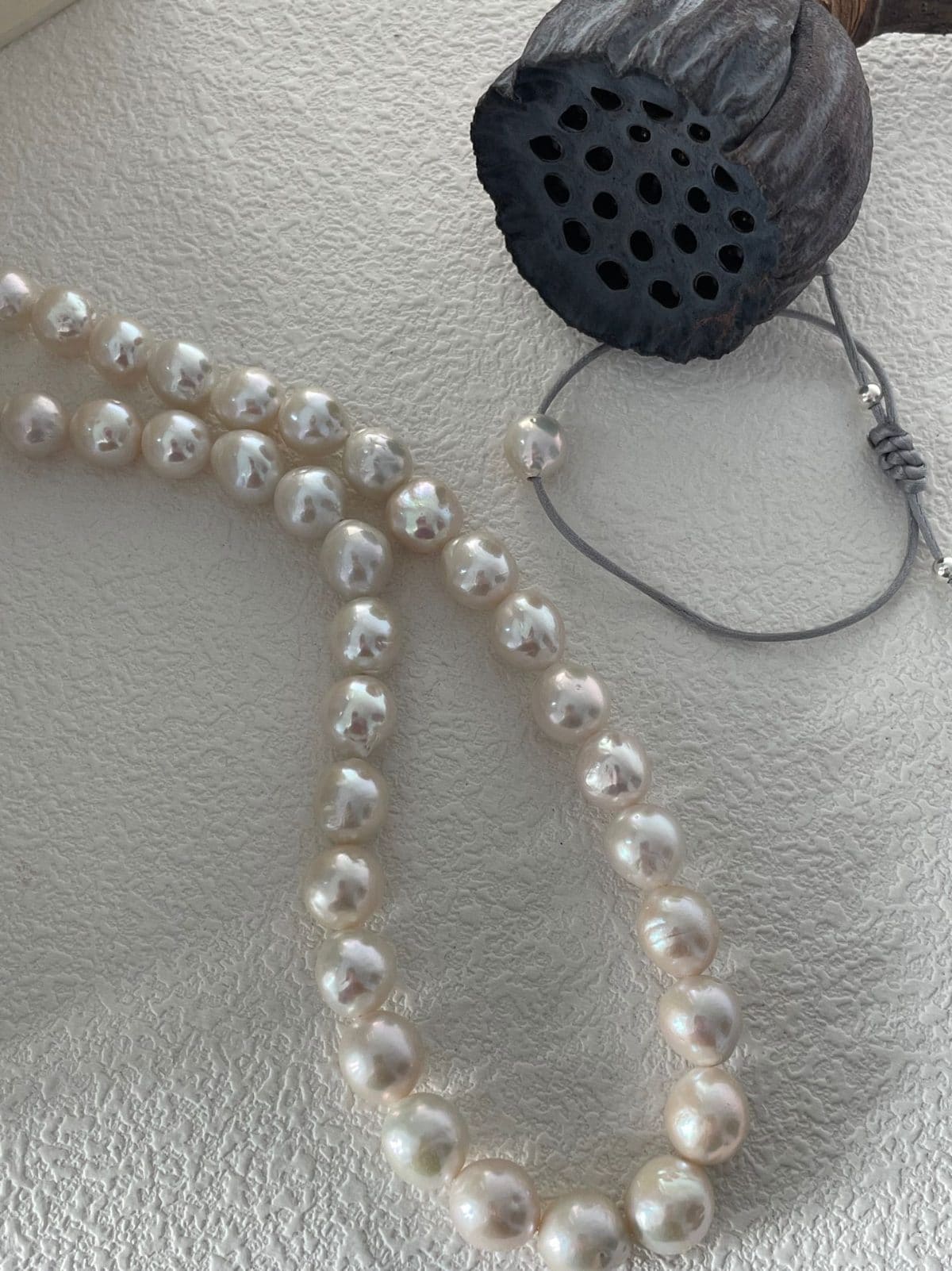 statement large baroque pearl necklaces — Sterling Silver Edison Pearl & Silver Ball Necklace | PoetPearl handcrafted jewelry