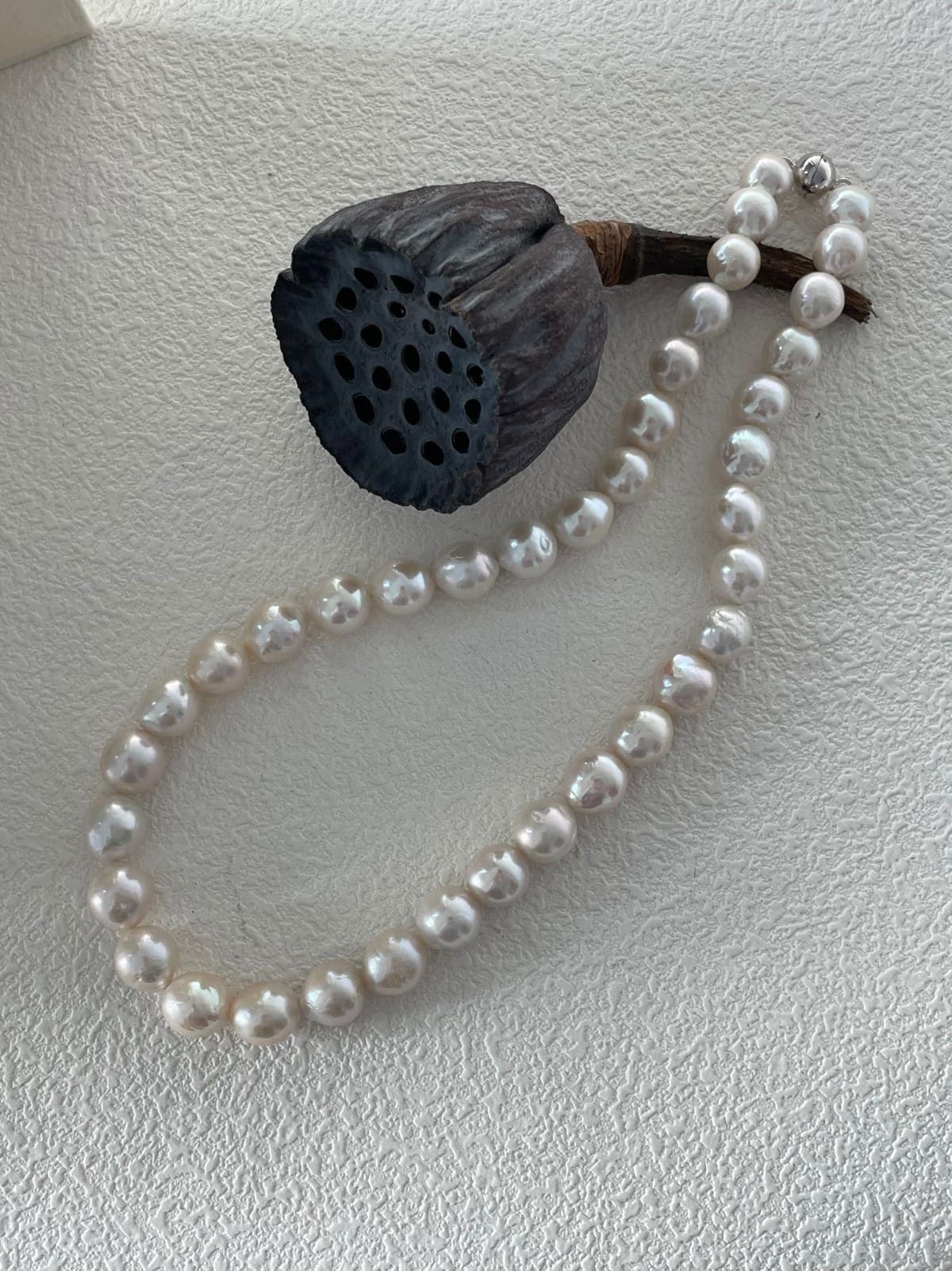 statement large baroque pearl necklaces — Sterling Silver Edison Pearl & Silver Ball Necklace | PoetPearl handcrafted jewelry