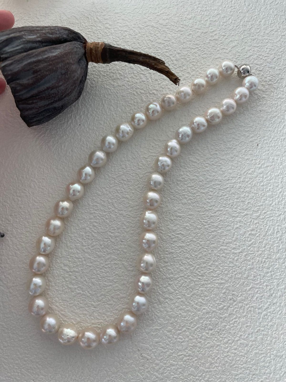 statement large baroque pearl necklaces — Sterling Silver Edison Pearl & Silver Ball Necklace | PoetPearl handcrafted jewelry